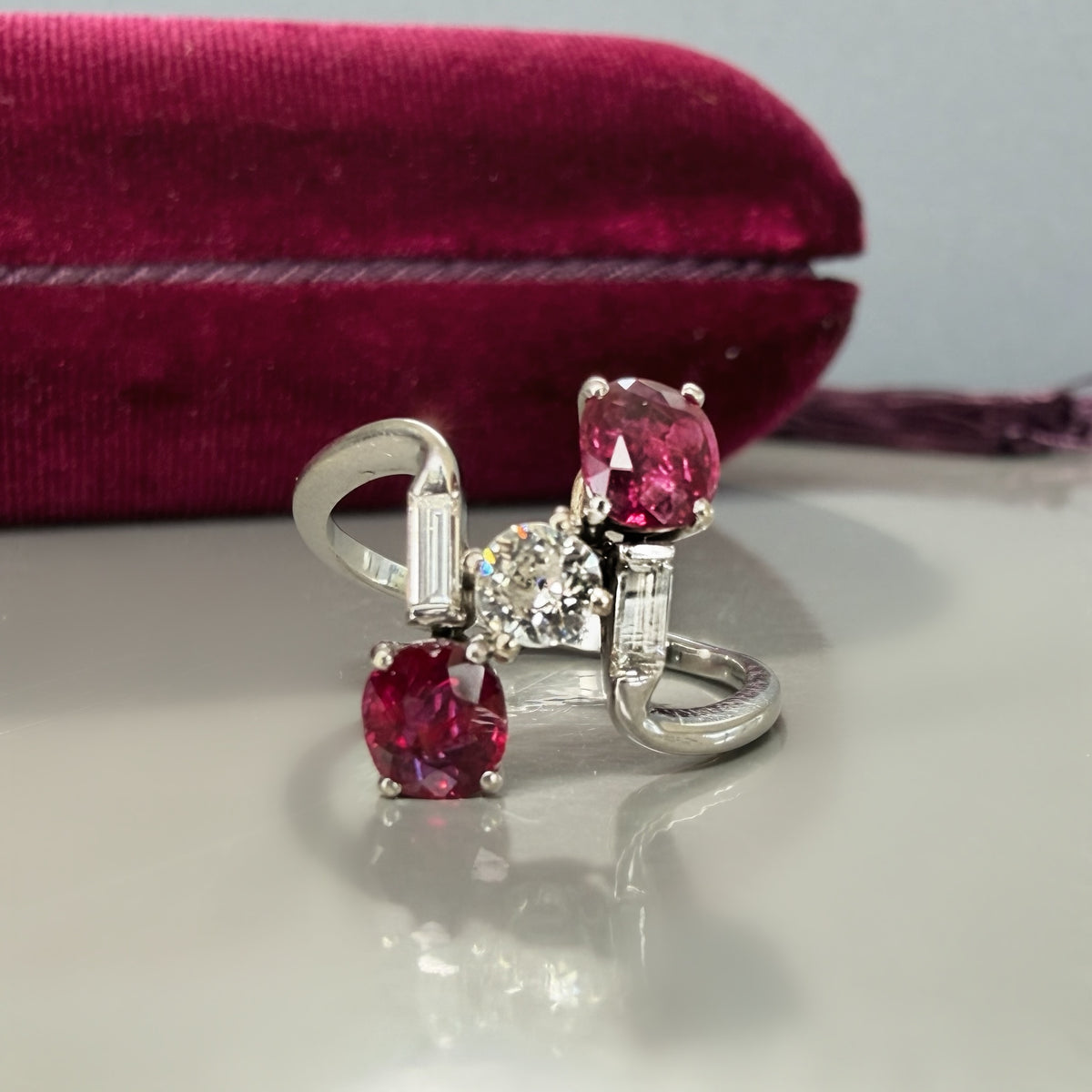 Vintage 1.00ct Ruby and Diamond Fancy Dress Ring