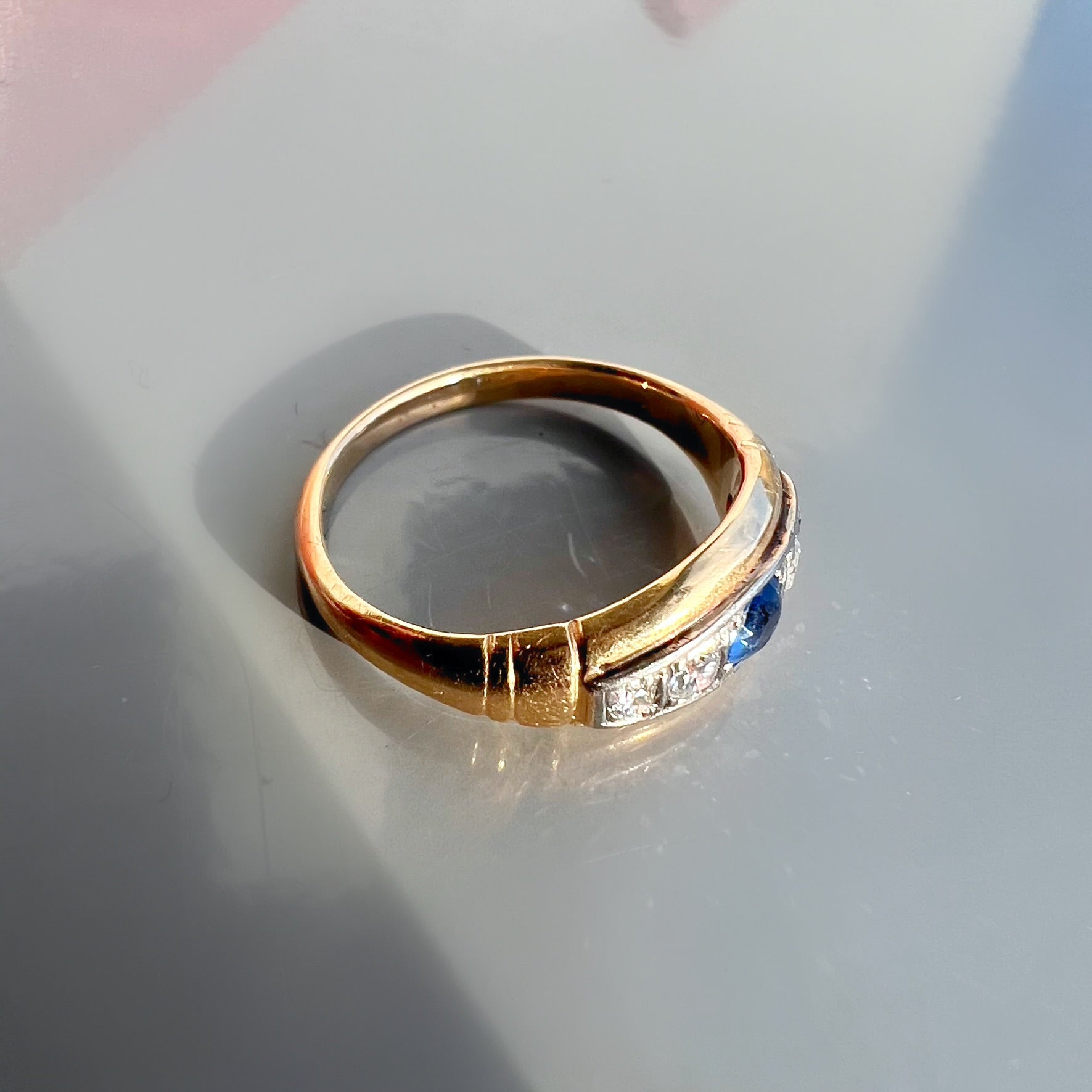 Vintage 18ct Gold Sapphire and Diamond Band