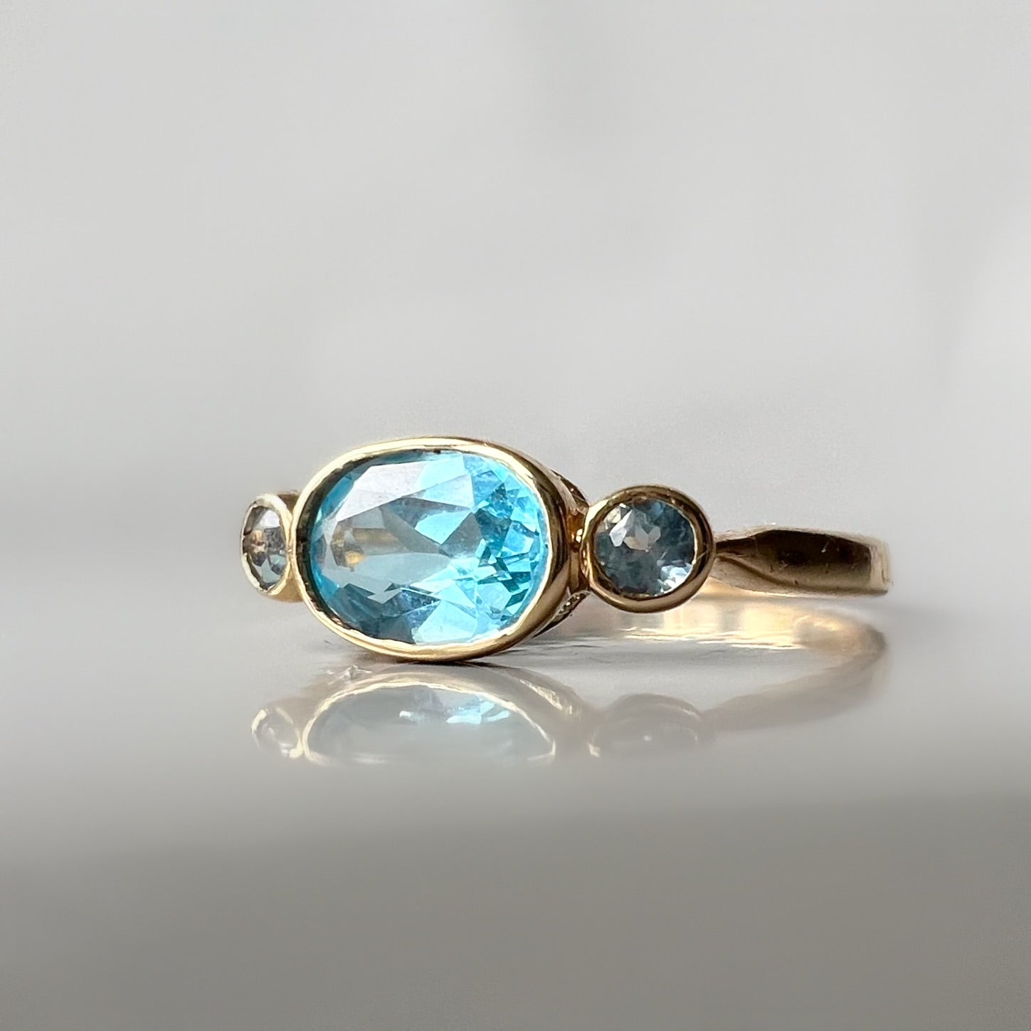 Blue Topaz 3 Stone Ring