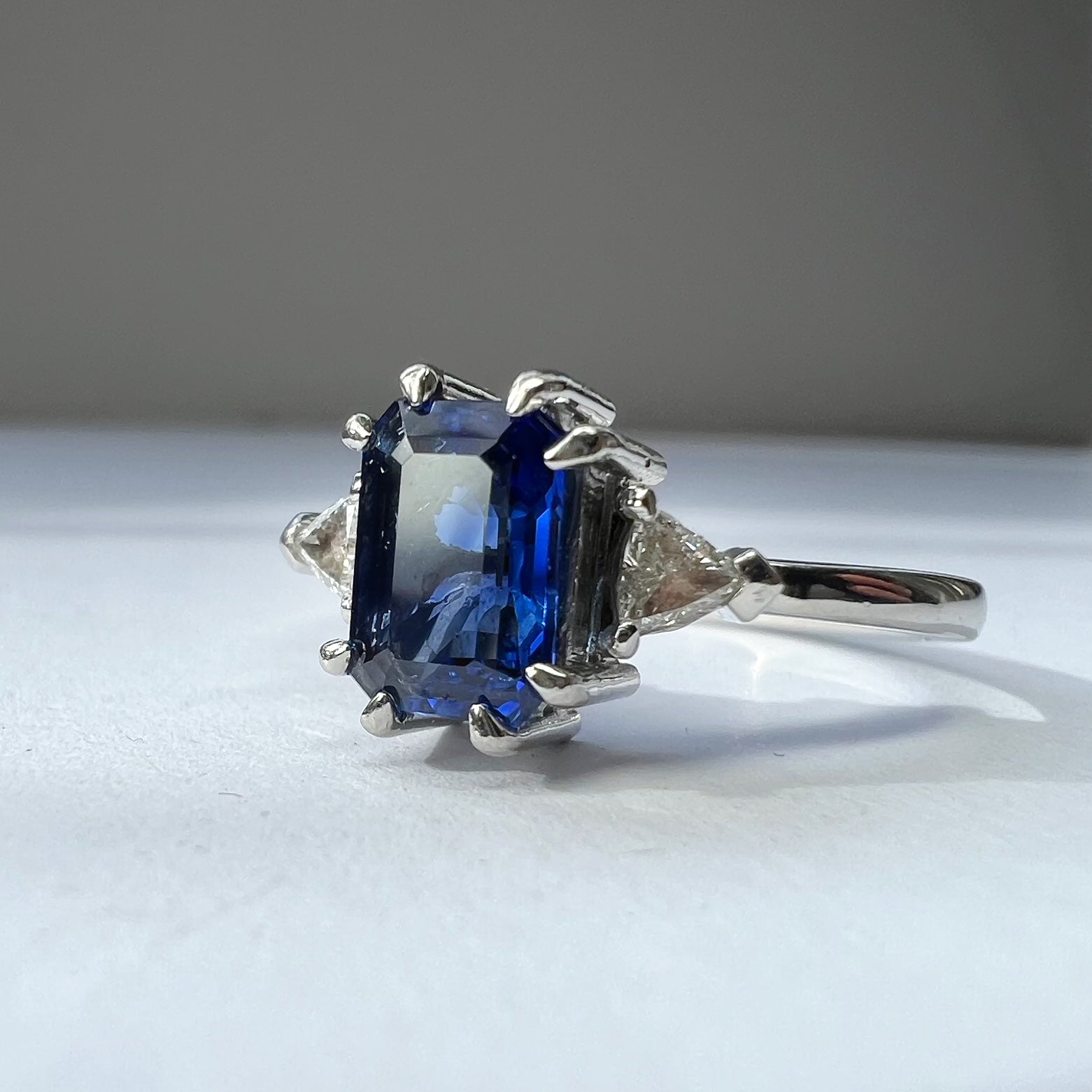 Platinum 1.50ct Sapphire and Diamond Trilogy Ring