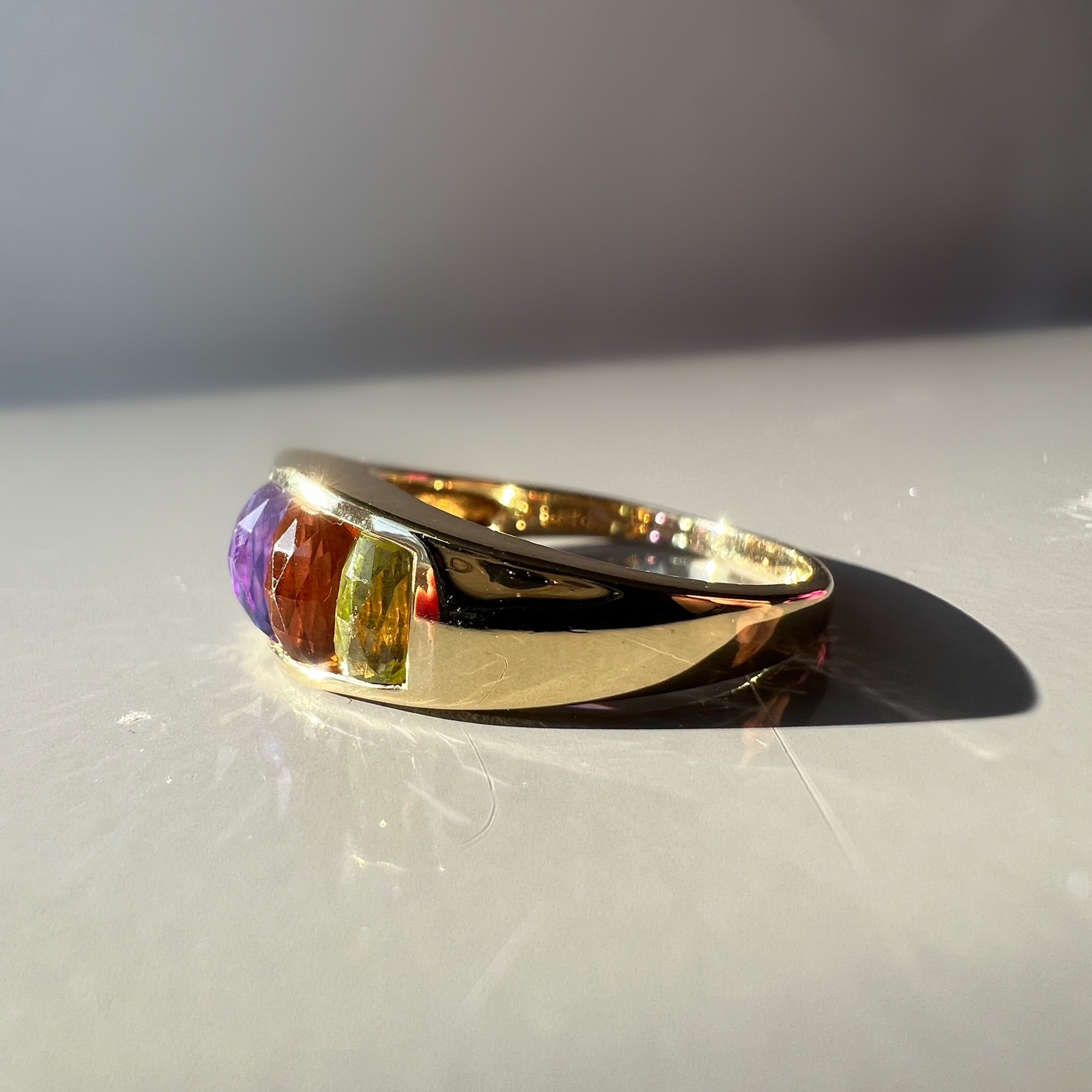 Multi Gem Stone Rainbow Ring