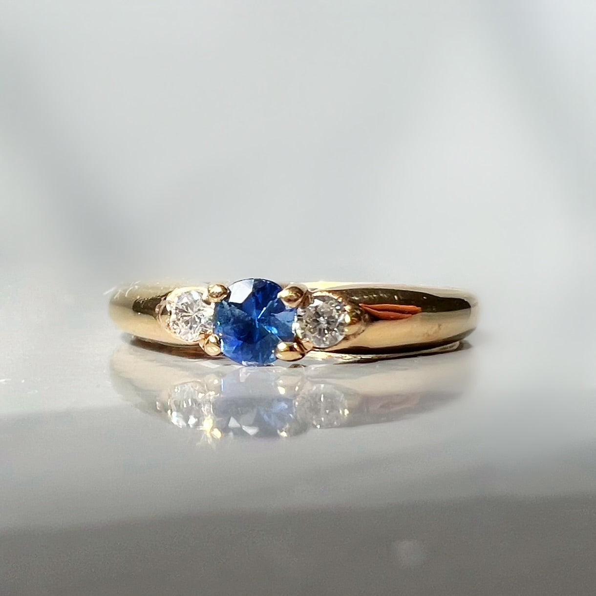Vintage Sapphire and Diamond 9ct Gold Band Ring