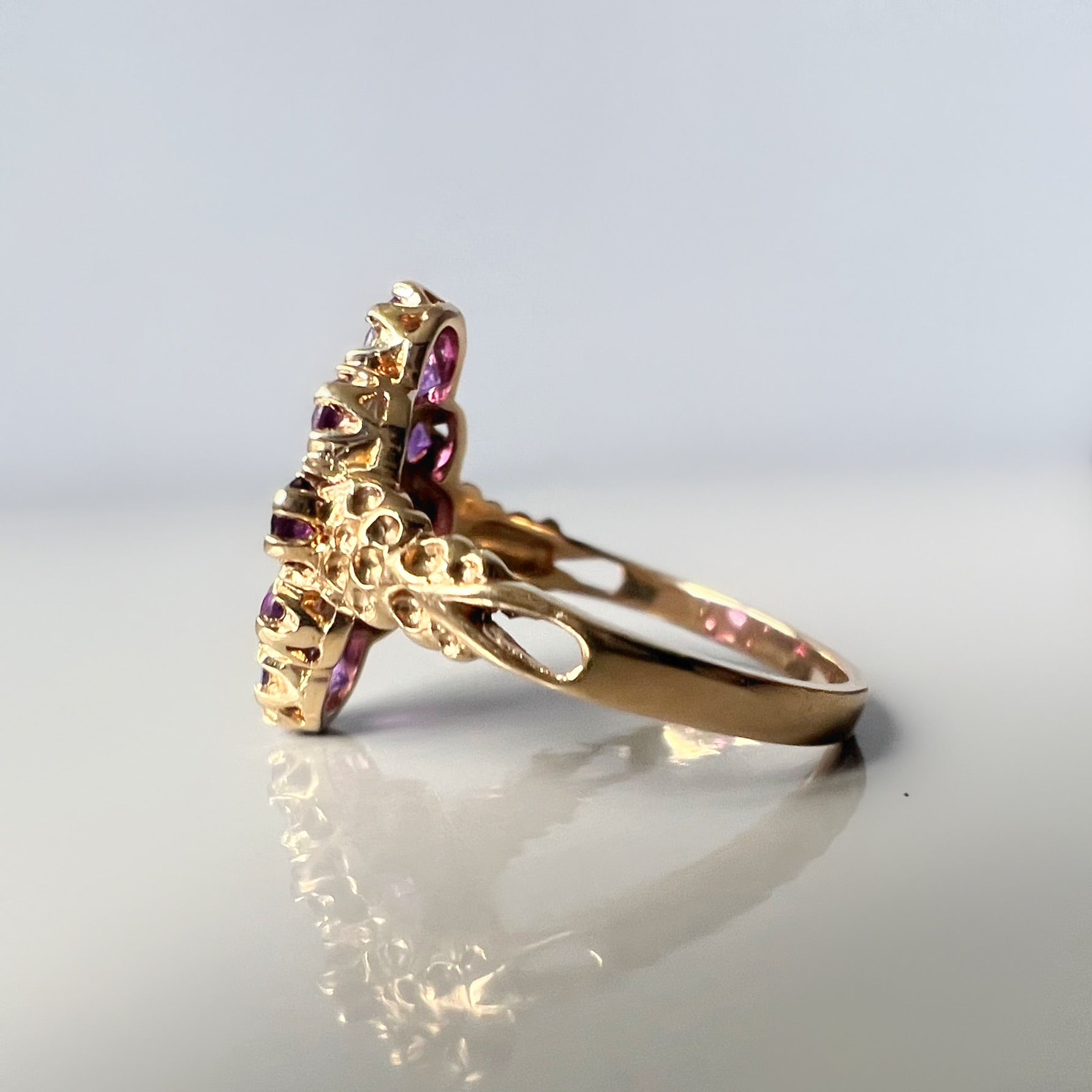Vintage Amethyst Marquise Cluster Ring