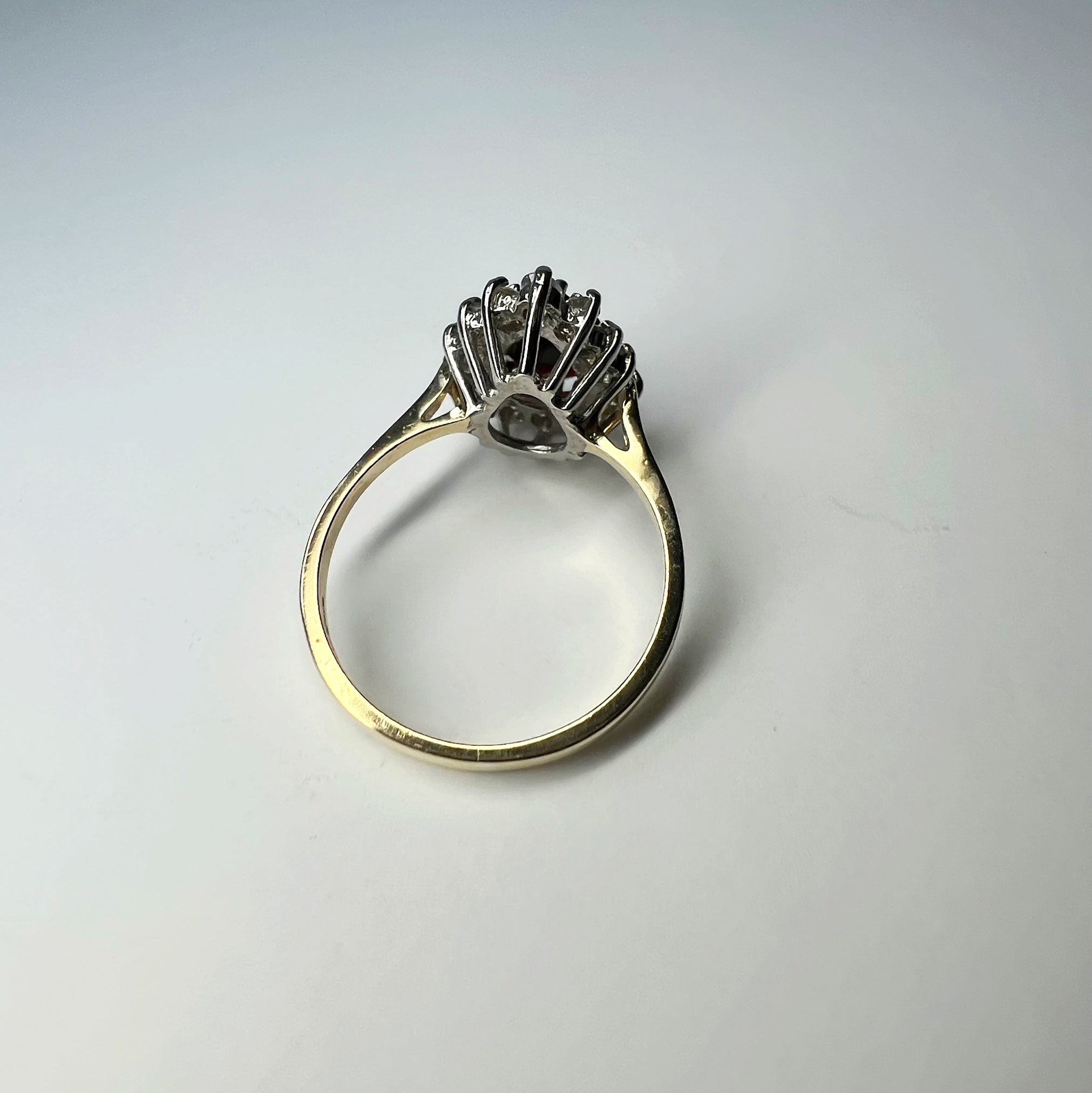 Garnet and Diamond Pear Shaped Ring