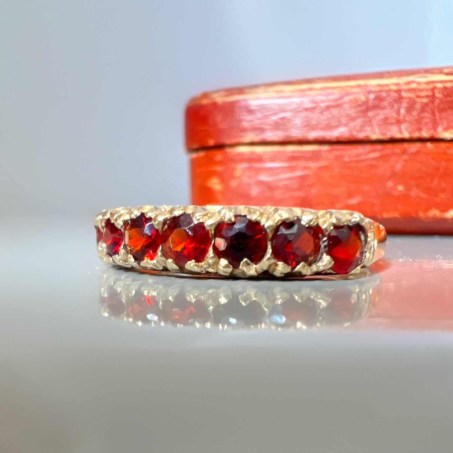 Vintage 7 Stone Garnet Ring