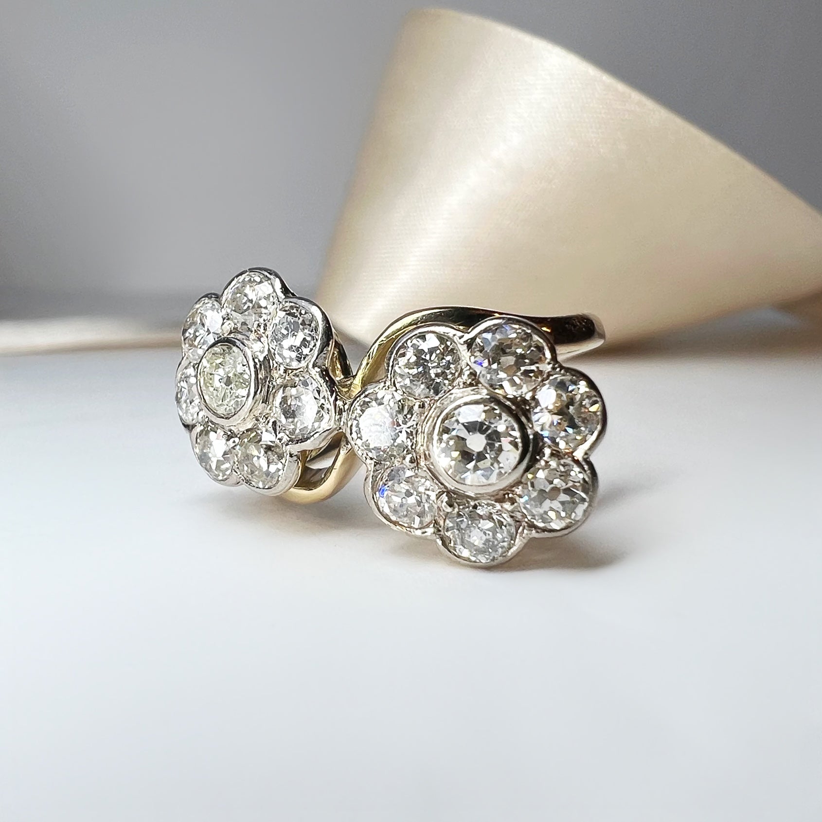 Antique 1.60ct Diamond Double Cluster Ring