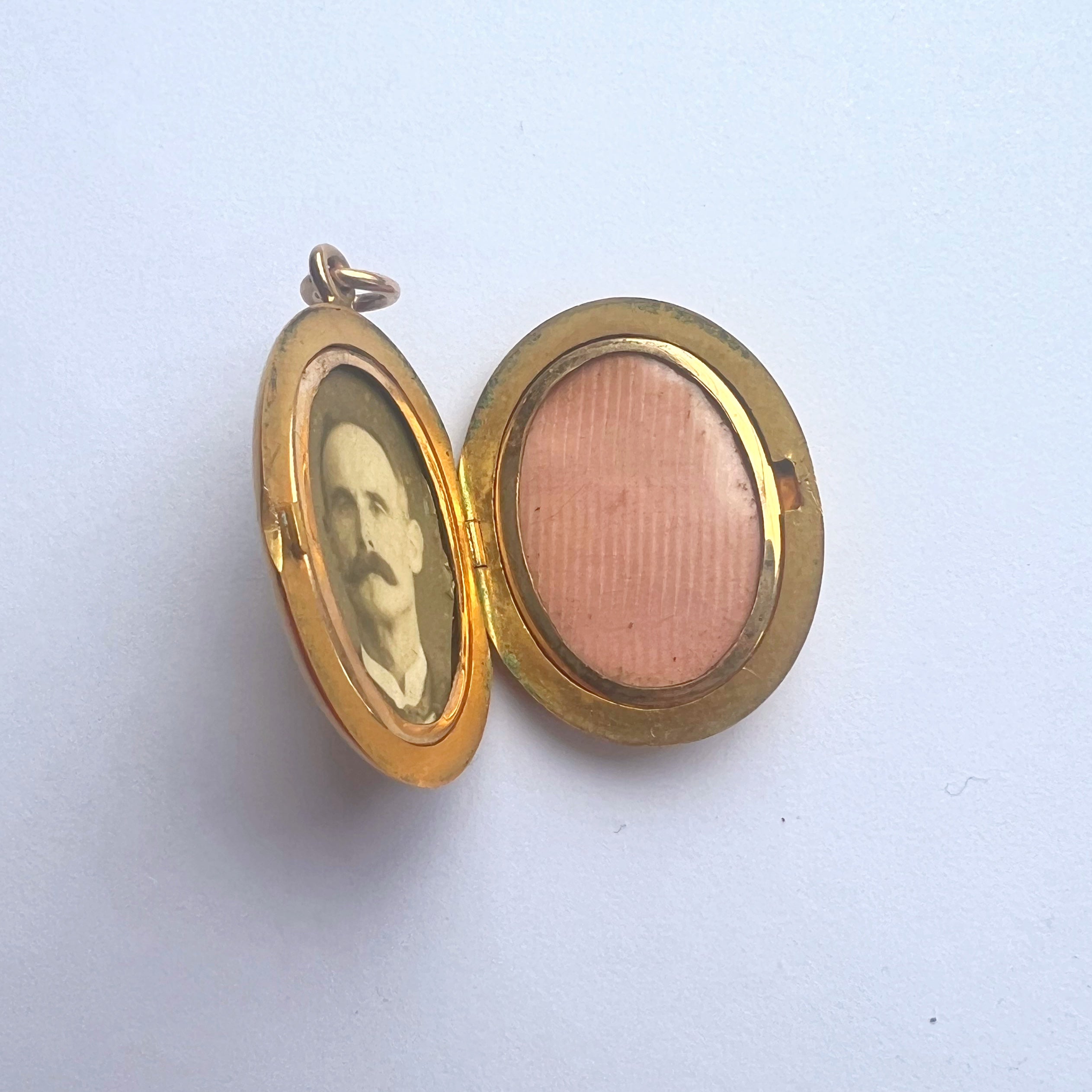 Antique Gold Locket with Star set Diamond and Seed Pearls