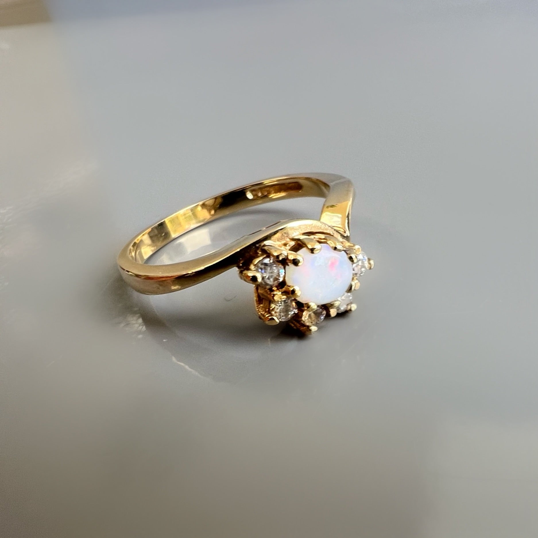 Pretty Opal and Diamond Dress Ring