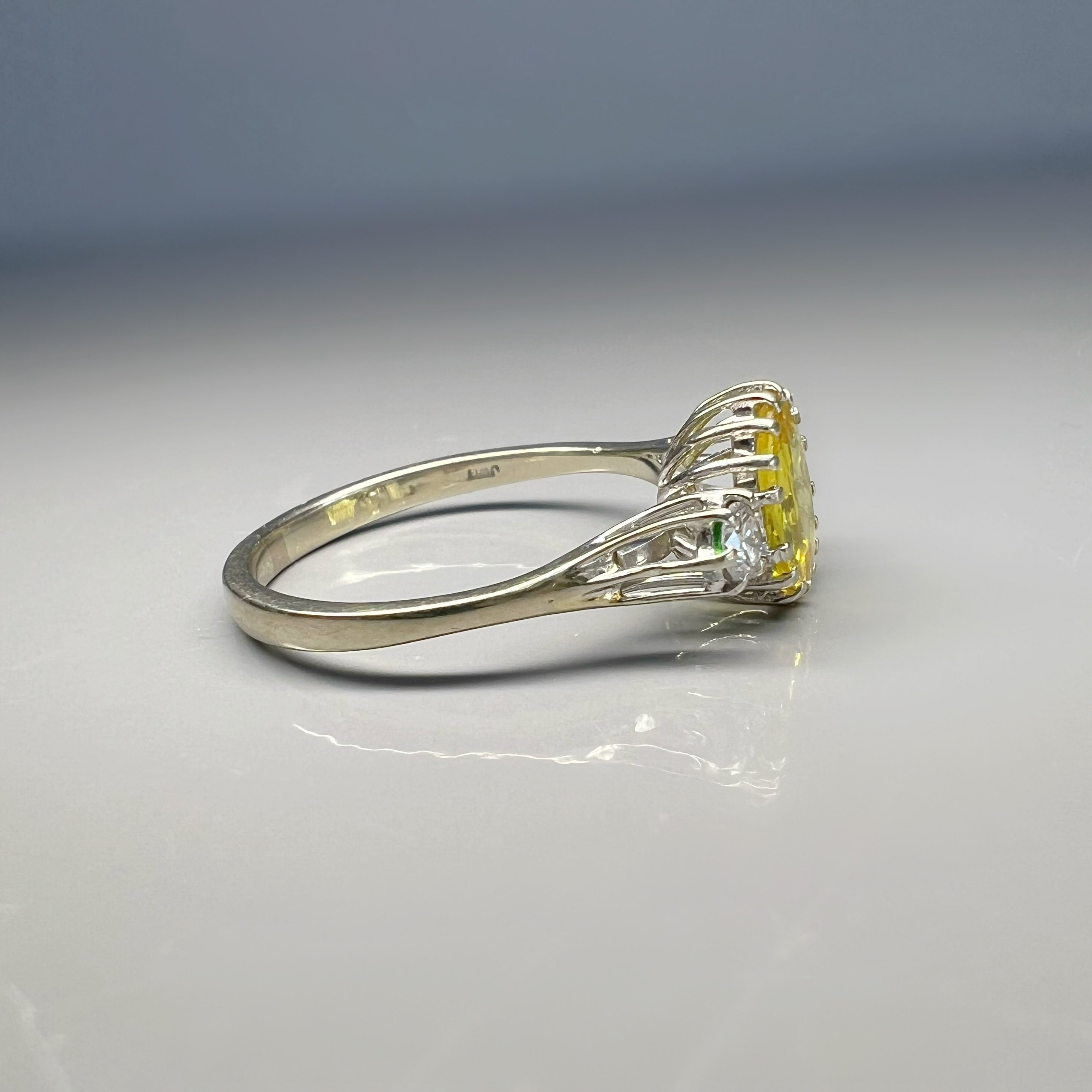 Vintage Yellow Sapphire and Diamond Ring