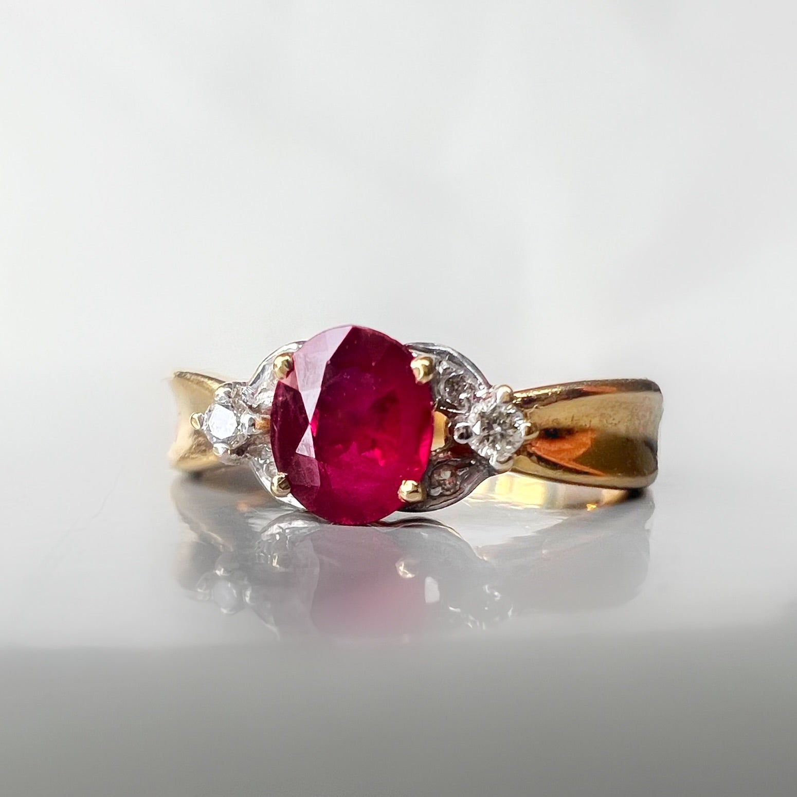 Vintage Ruby and Diamond 18ct Gold Ring