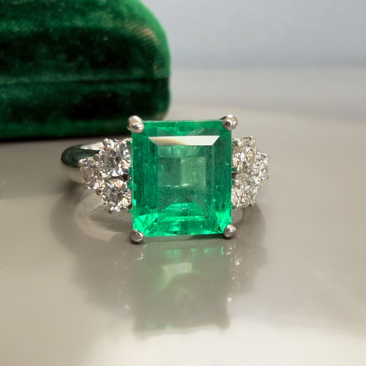 3.08ct Colombian Emerald and Diamond Ring