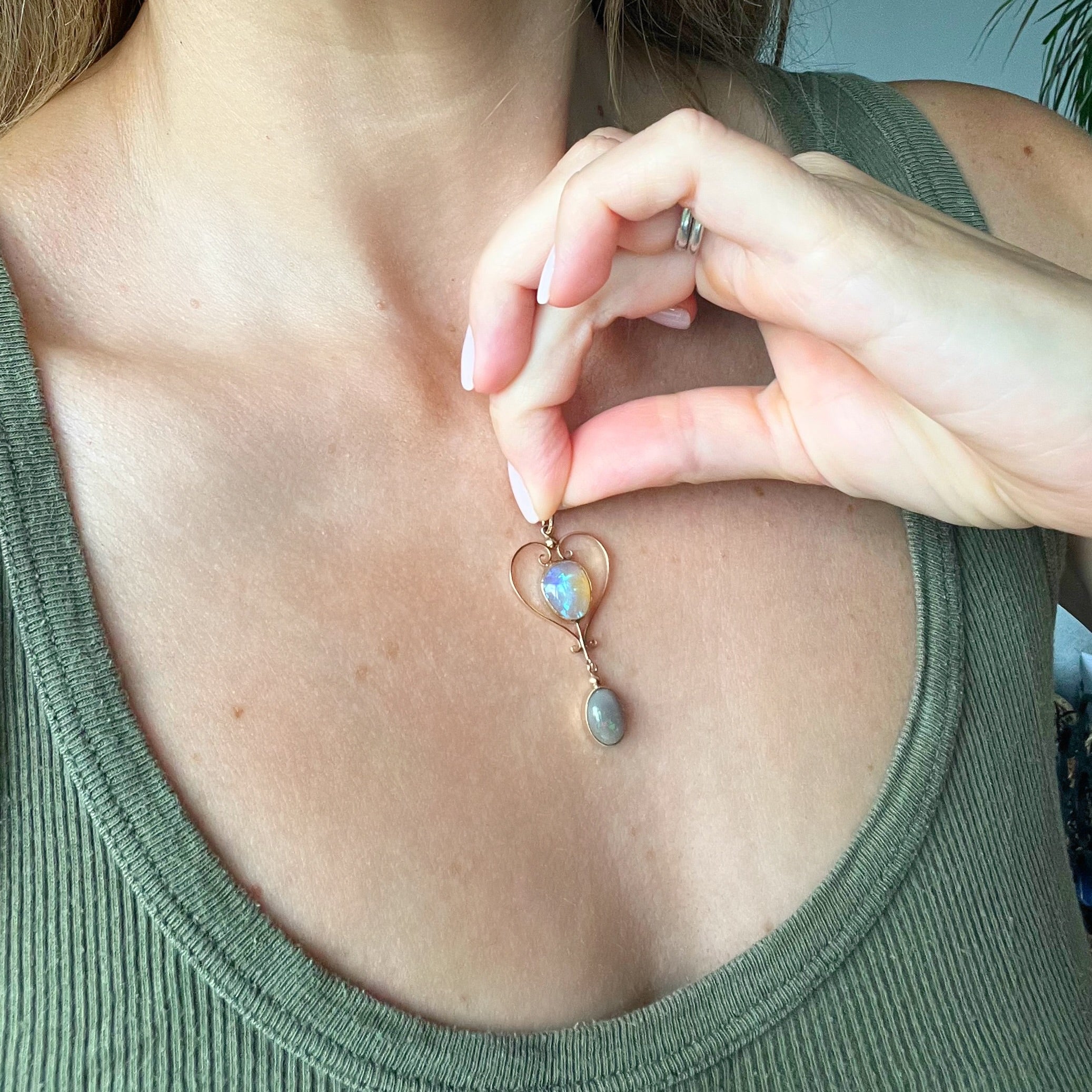 Art Nouveau Opal Drop Pendant