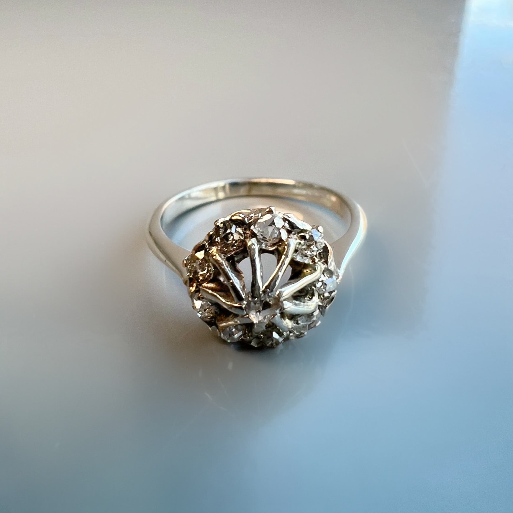 Diamond Rose Cut Star Cluster Ring