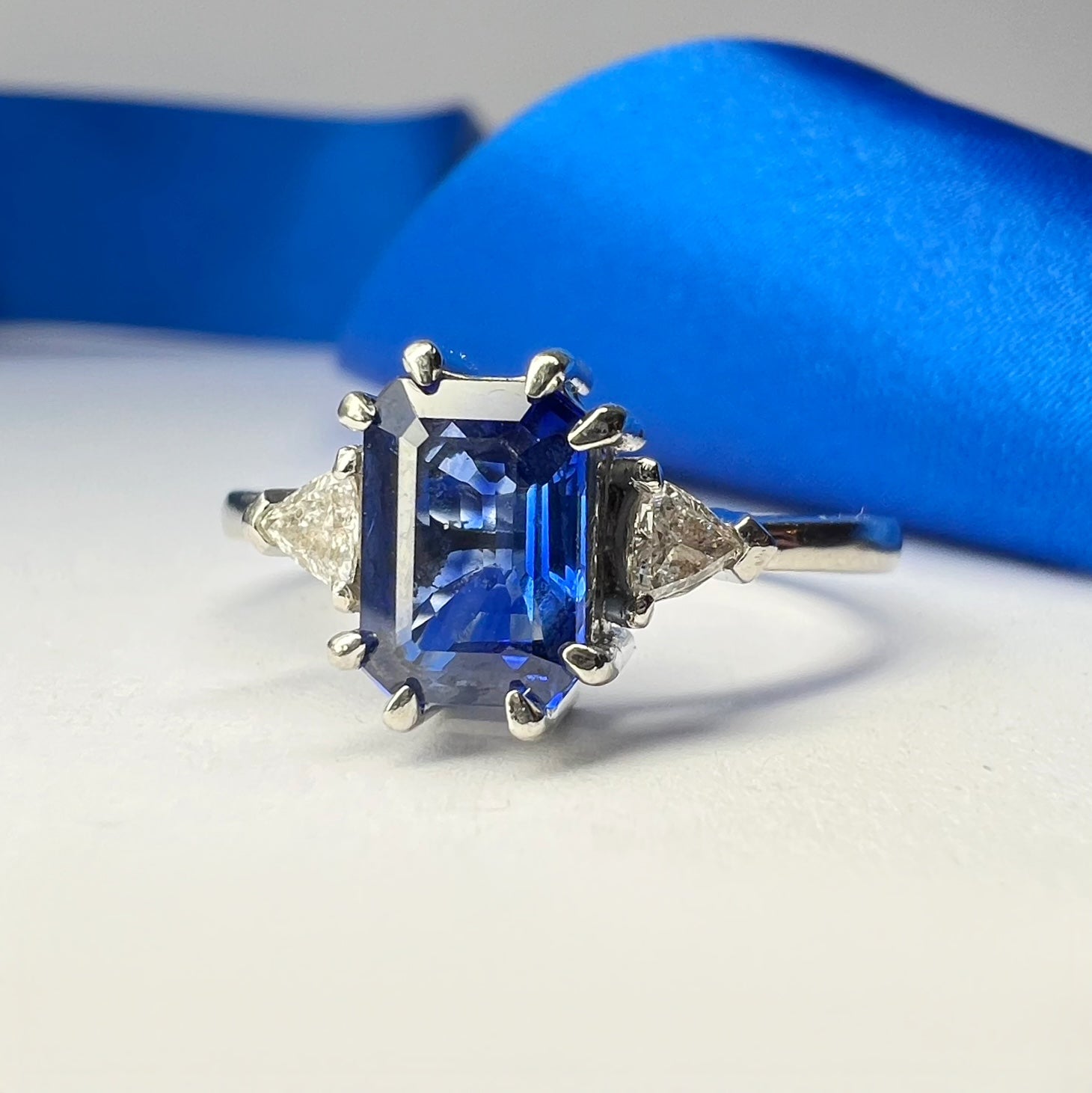Platinum 1.50ct Sapphire and Diamond Trilogy Ring
