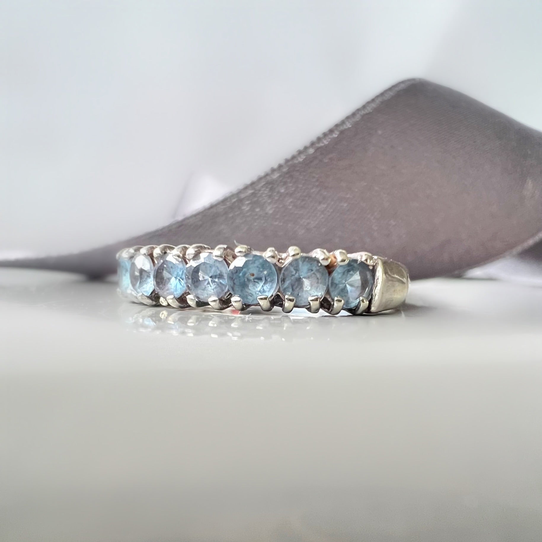 7 Stone Aquamarine Ring