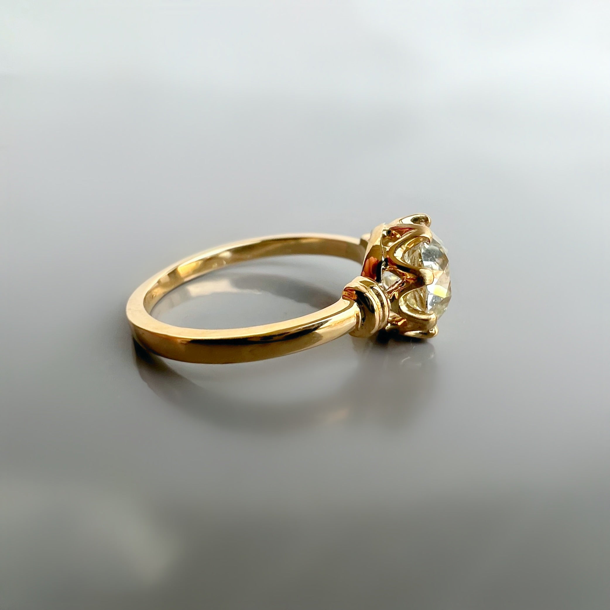 Re-set Antique 1.84ct Old Cut Diamond 18ct Gold Ring