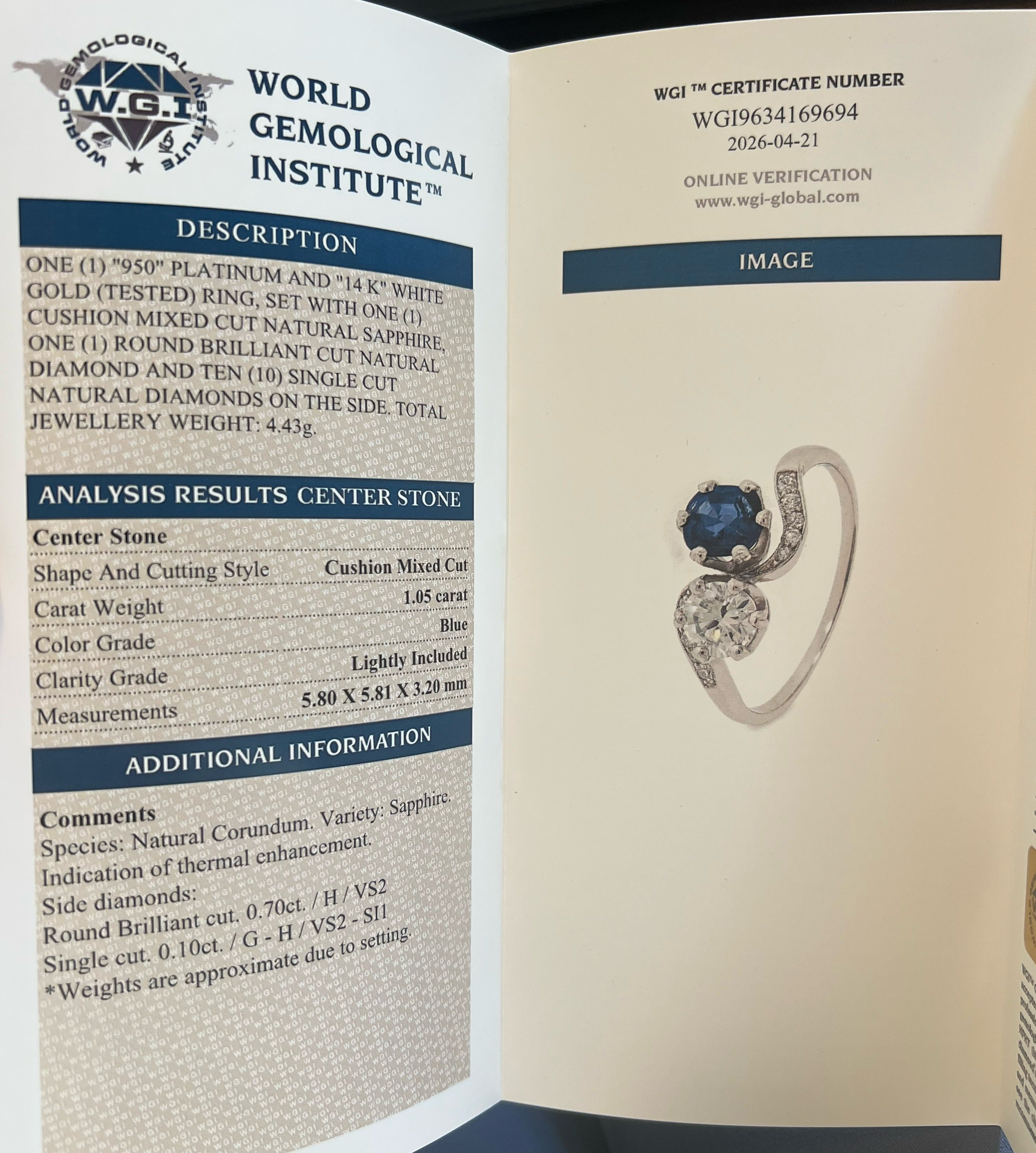 Vintage 1.05ct Sapphire and 0.70ct Diamond Toi et Moi