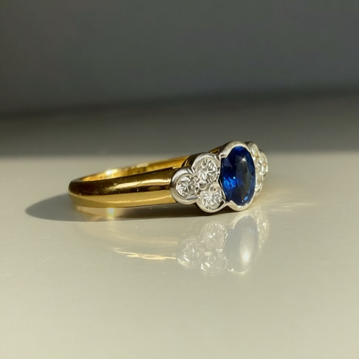 Vintage Sapphire and Diamond Trefoil Ring