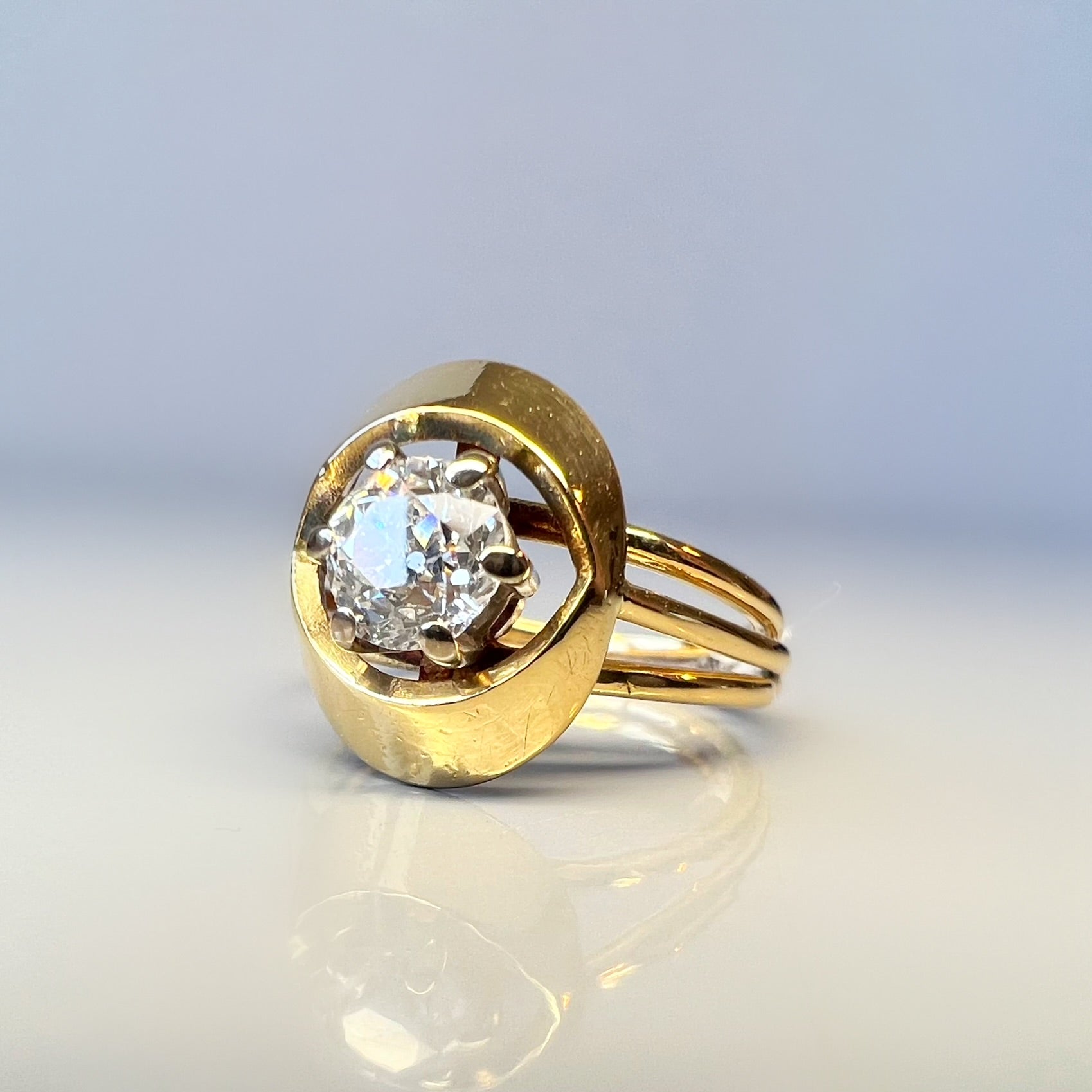 Vintage 0.60ct Diamond Ring with Gold Surround