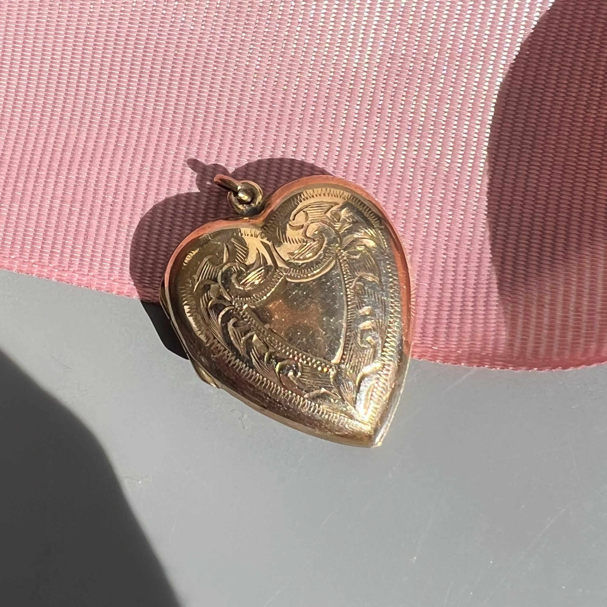 Vintage Rolled Gold Engraved Heart Locket