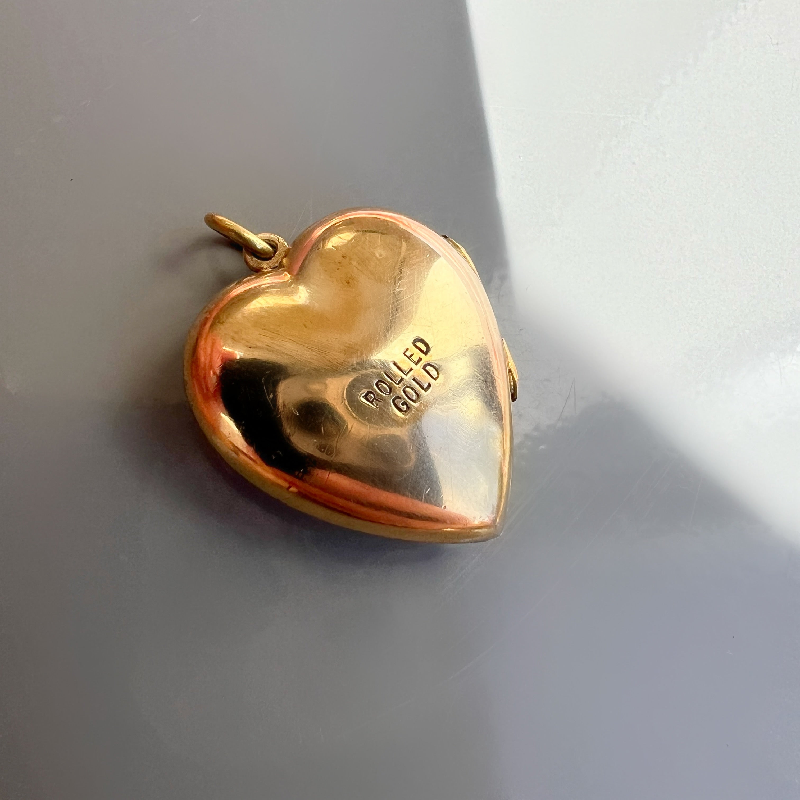 Vintage Rolled Gold Puffy Heart Pendant (2)