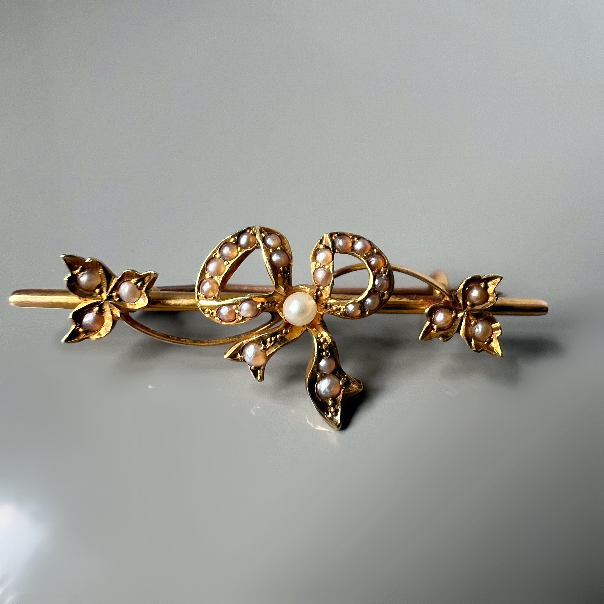Antique Pearl Bow Brooch
