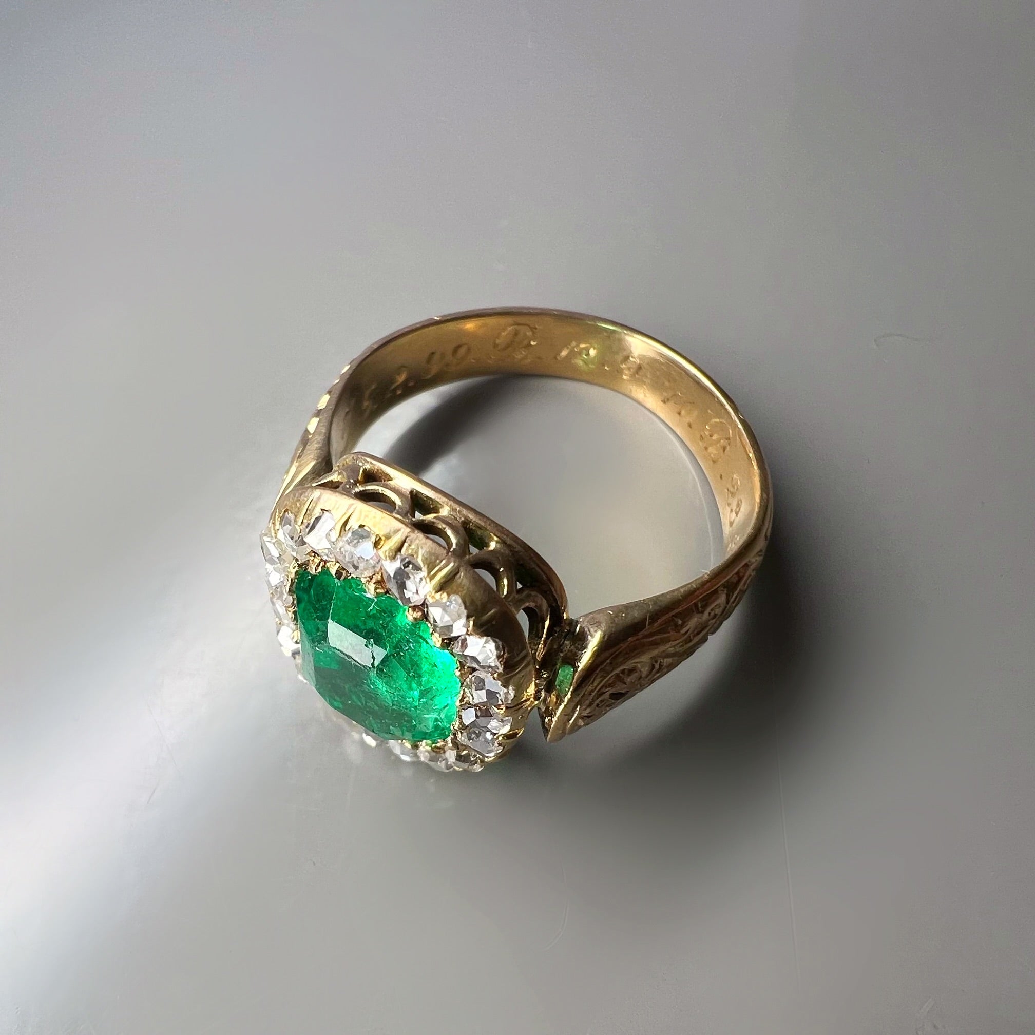 Antique Victorian Emerald and Diamond Ring