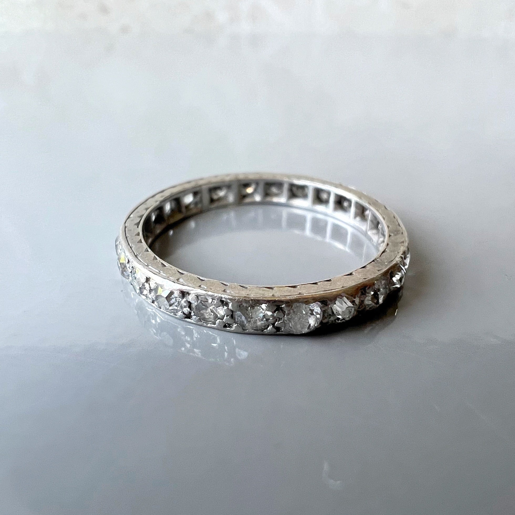 Antique Diamond 0.80ct Eternity Ring with Engravings