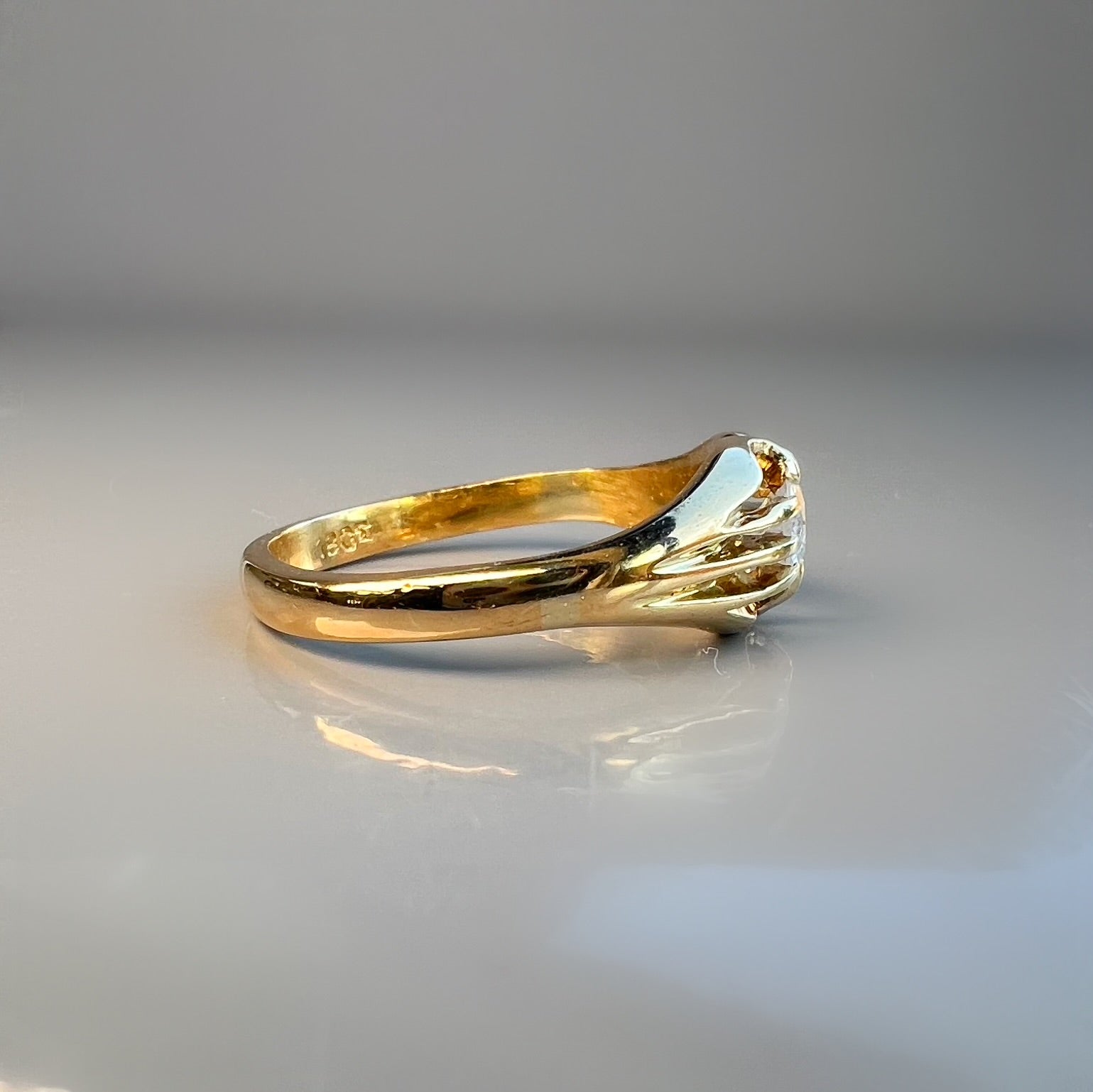 Antique Gold and 0.25ct Old Cut Diamond Solitaire Gypsy Ring