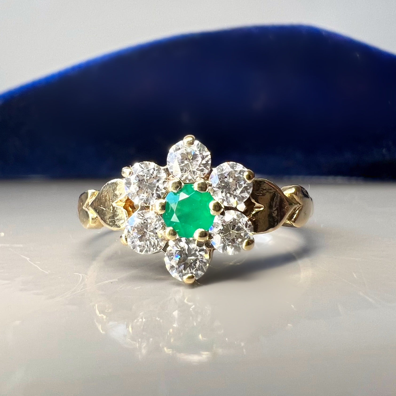 Vintage Emerald and 0.40ct Diamond Ring