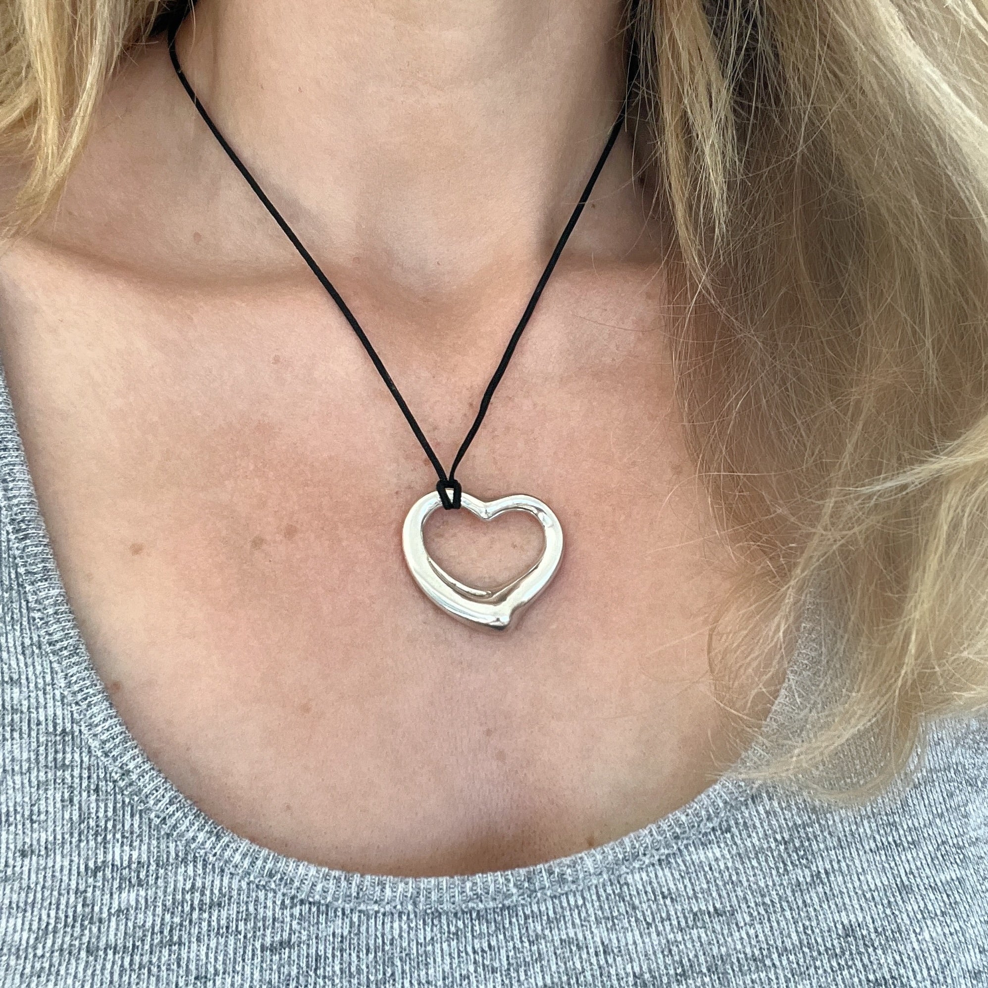 Vintage Tiffany & Co Stirling Silver Open Heart Pendant, by Elsa Peretti