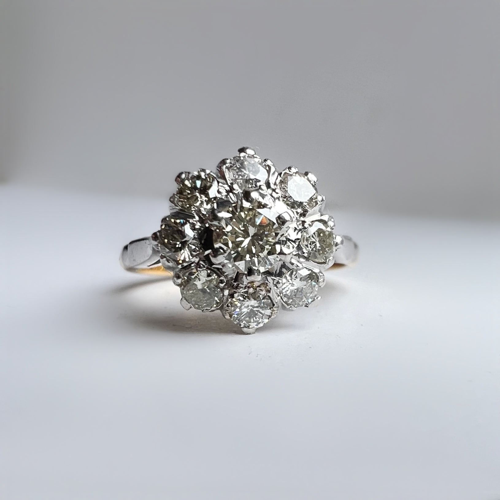 Vintage 0.85ct Diamond Cluster Ring
