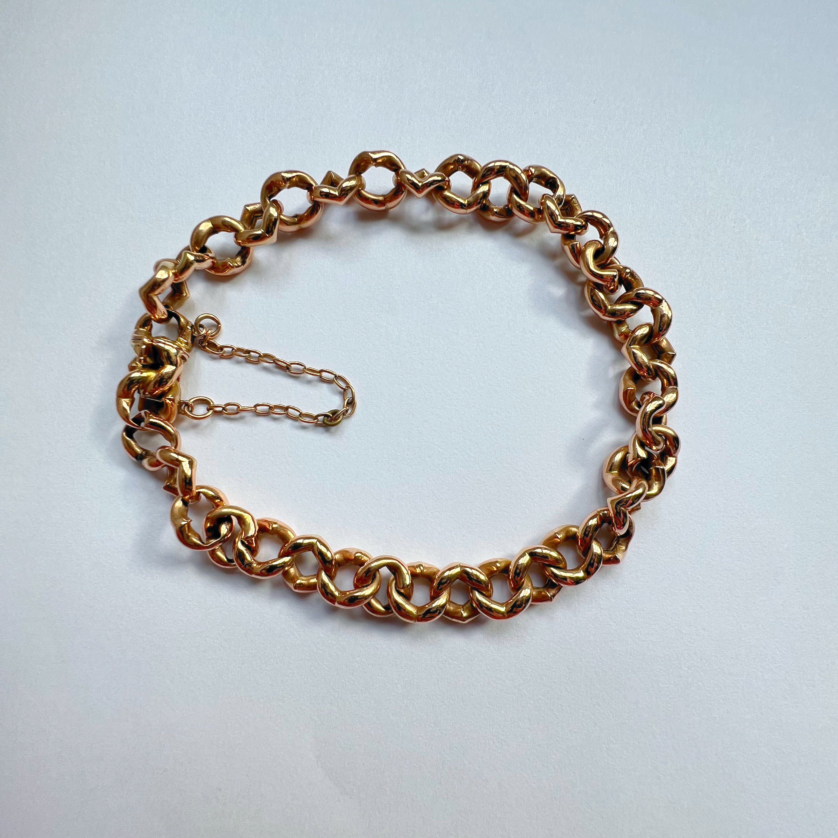 Antique 15ct Gold Heart Link Bracelet