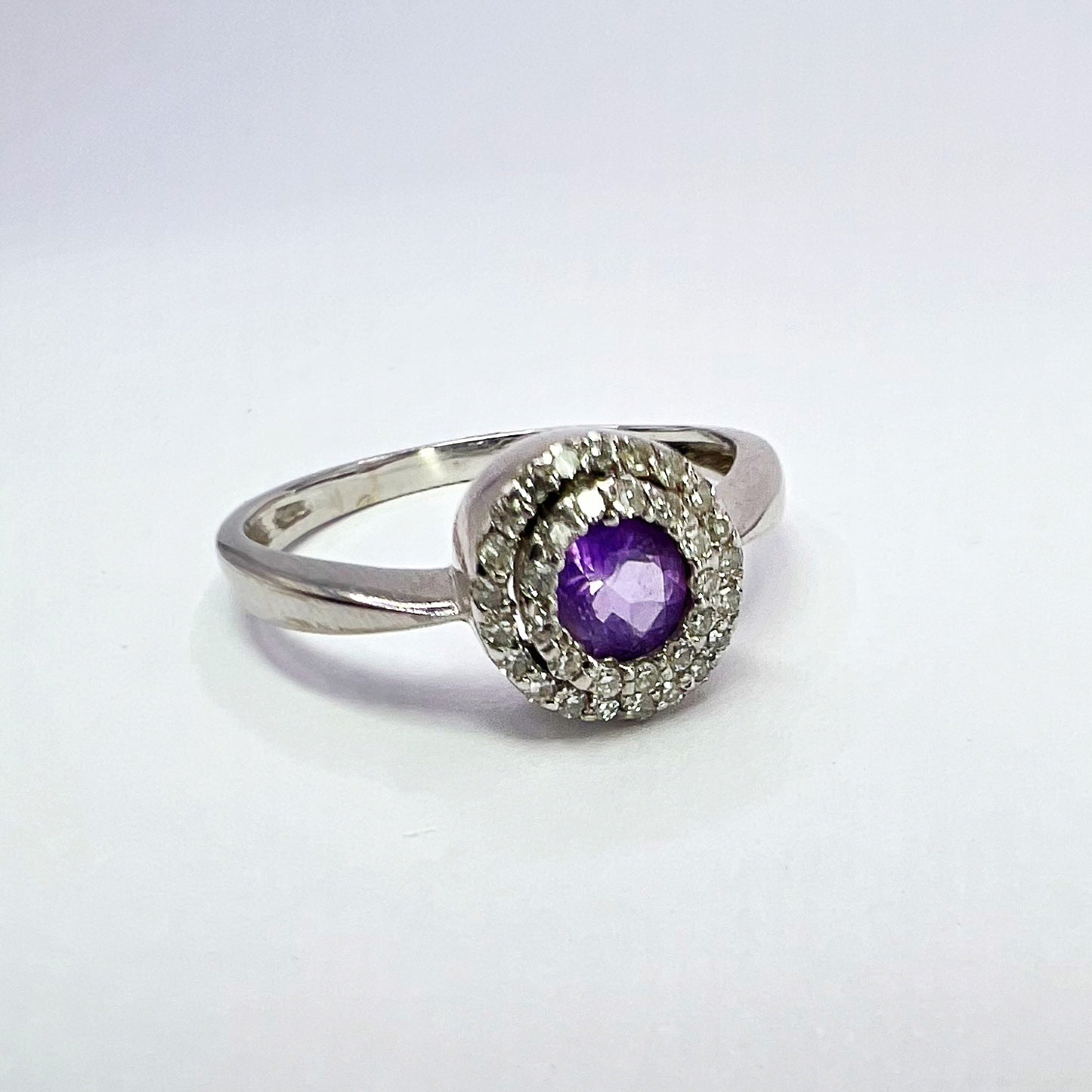 Amethyst and Diamond Target Ring