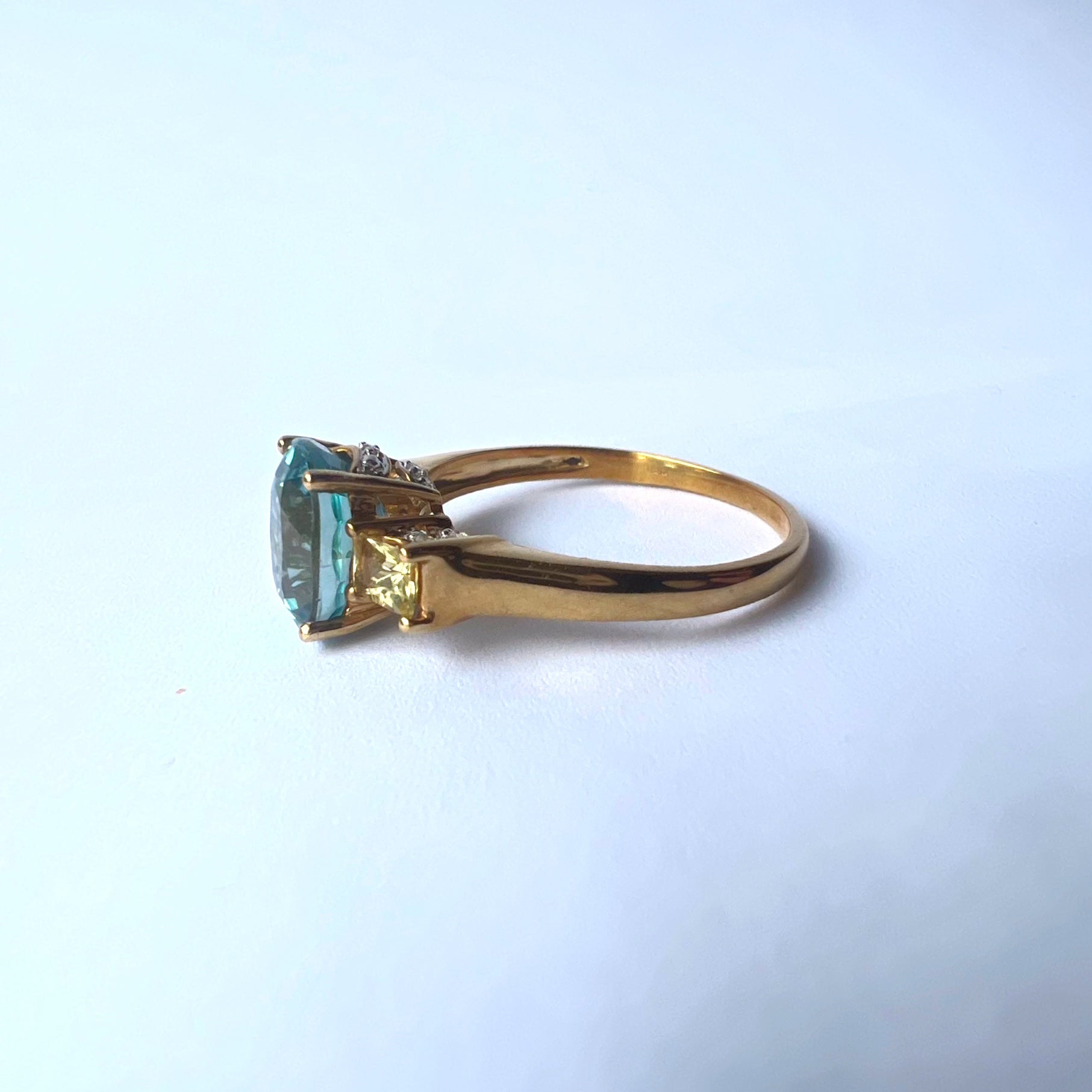 Blue and Green Topaz Ring