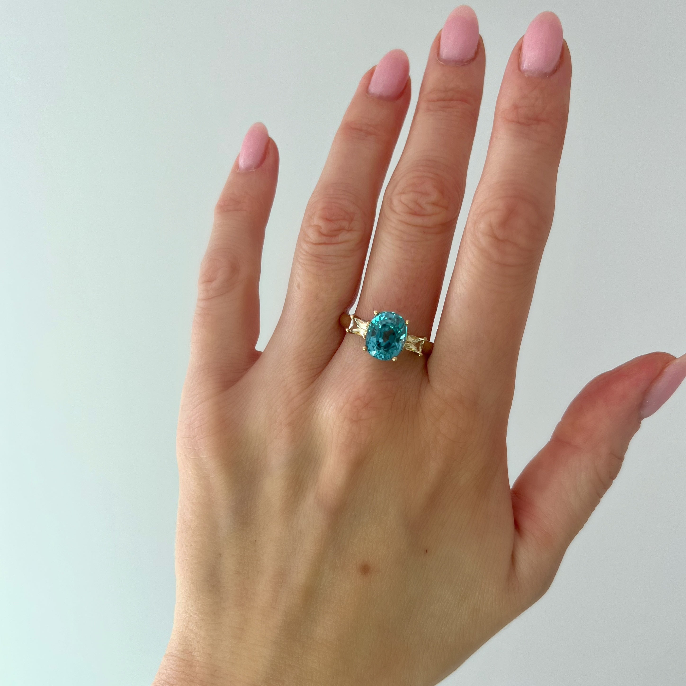 Blue and Green Topaz Ring