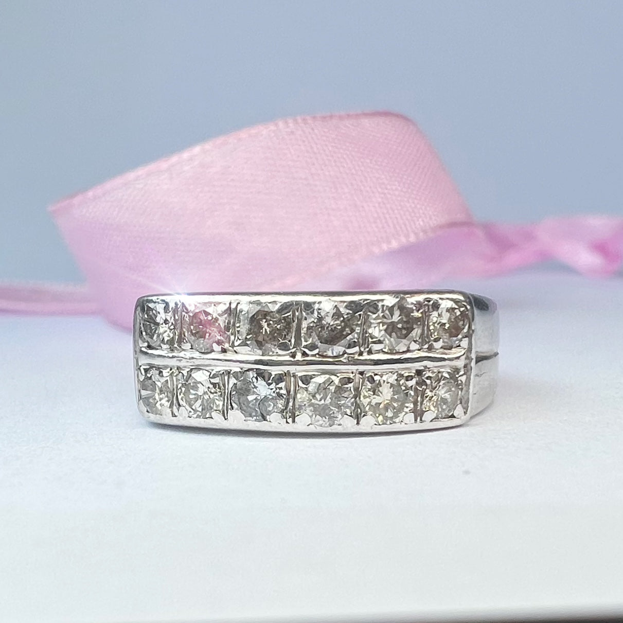 Vintage Diamond Double Eternity Band