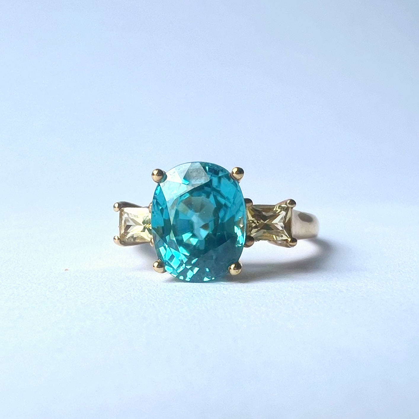 Blue and Green Topaz Ring