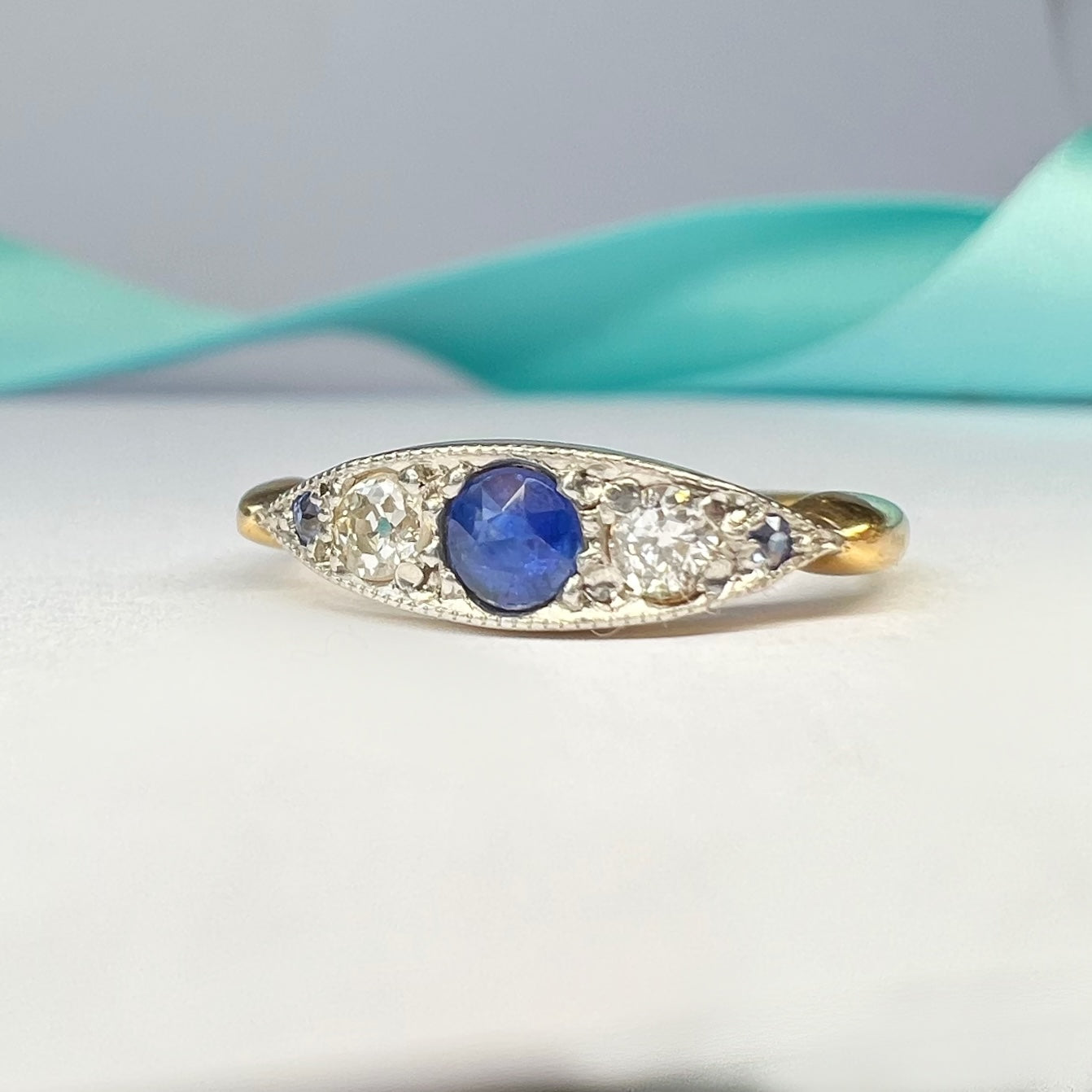 Vintage Sapphire and Diamond 18ct Gold Ring