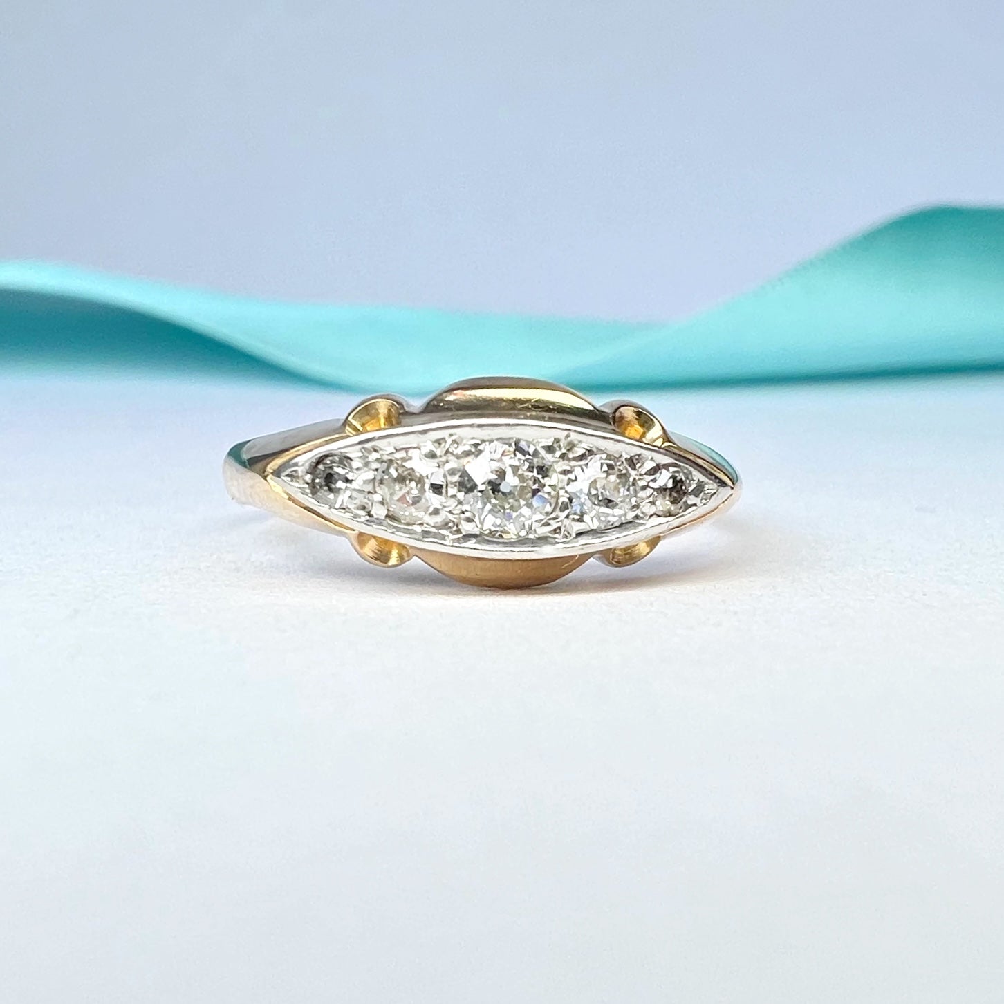 Vintage 0.25ct Diamond Boat Ring