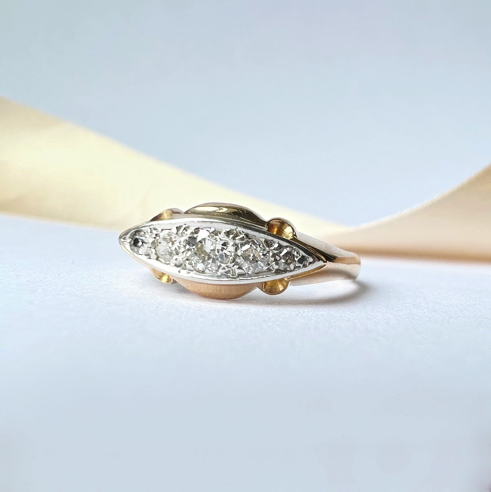 Vintage 0.25ct Diamond Boat Ring