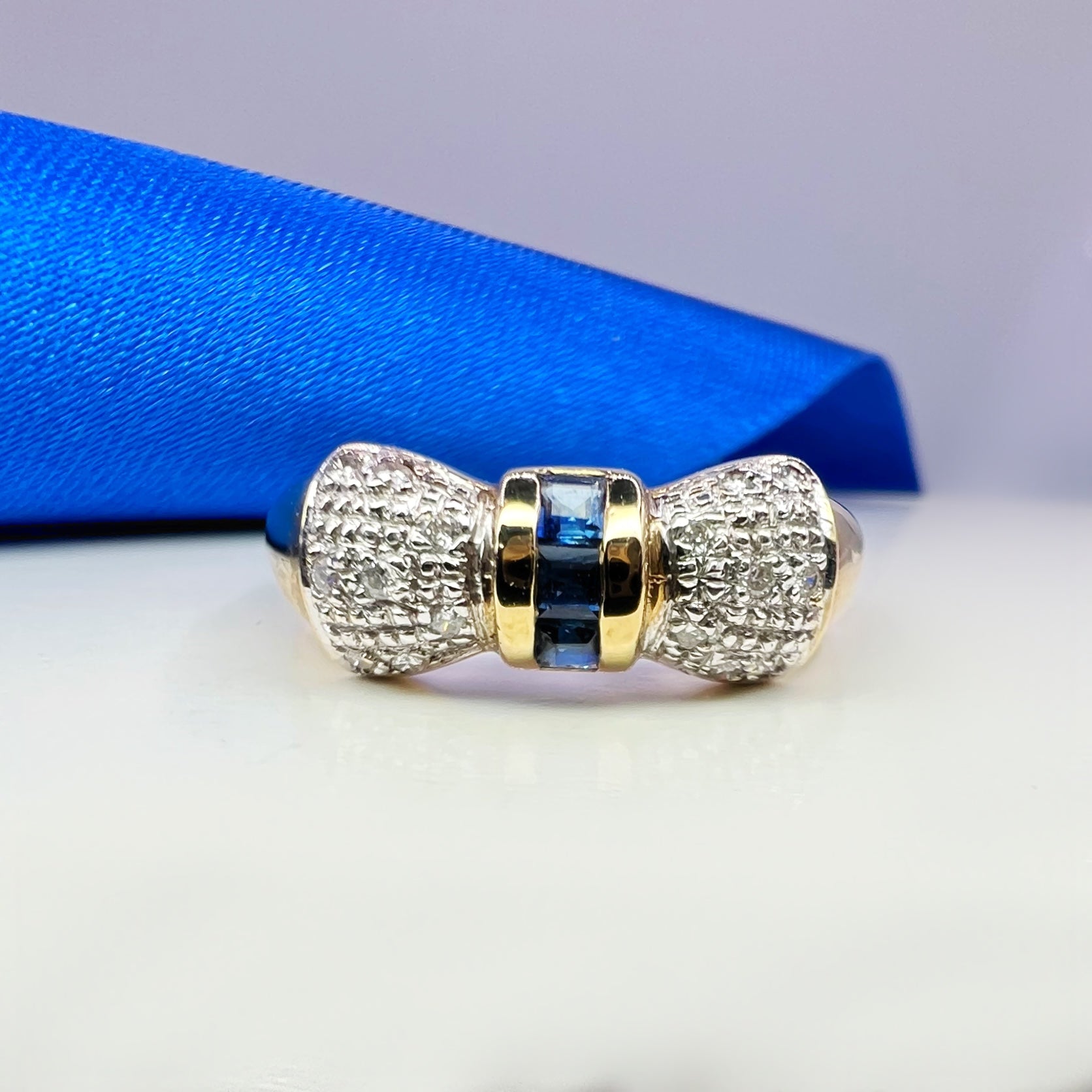 Vintage Sapphire and Diamond Bow Ring