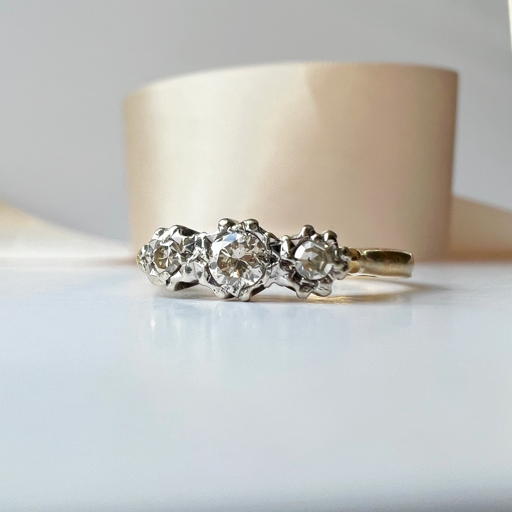Vintage 3 Stone Diamond Illusion Set Ring