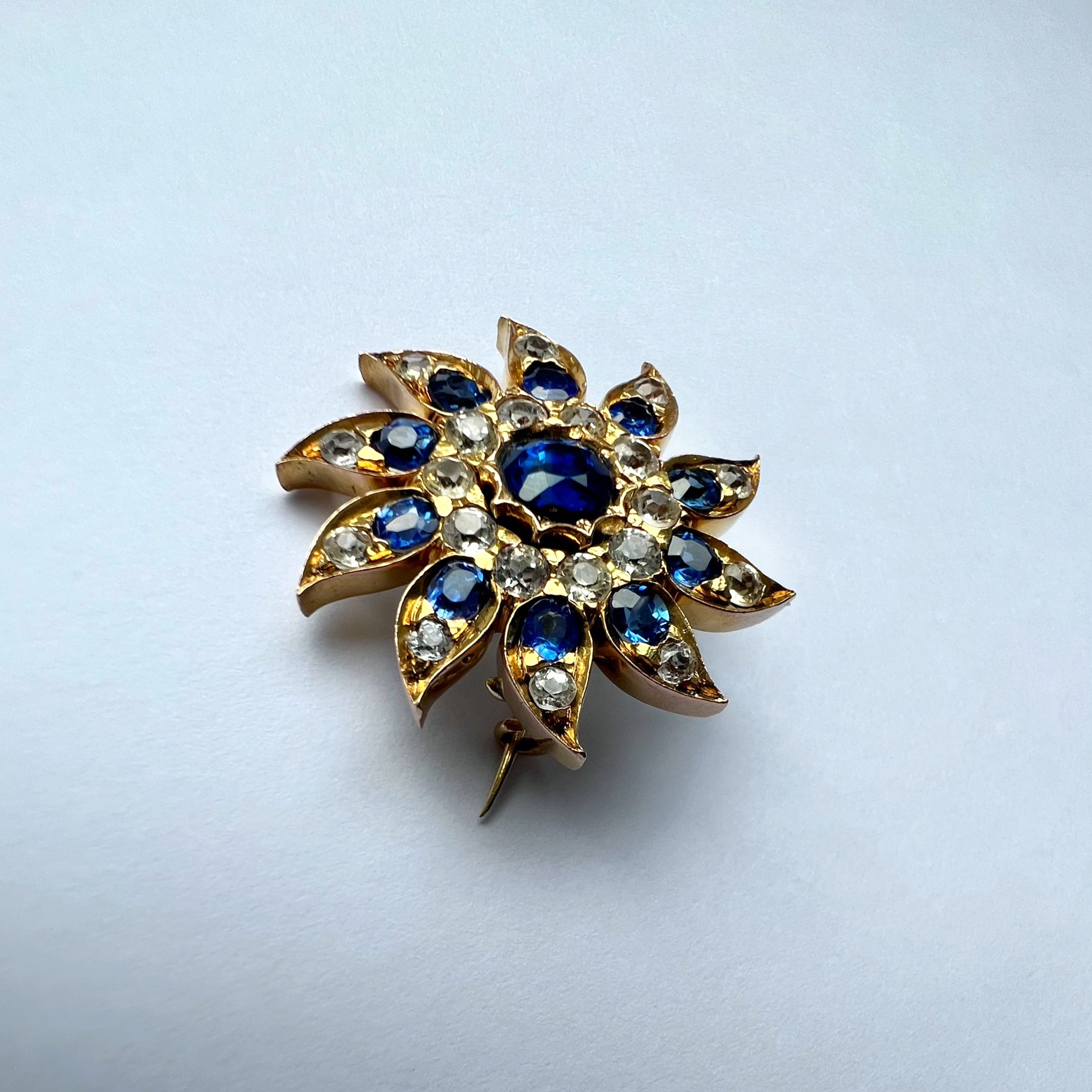 Antique Sapphire and Diamond Brooch / Pendant