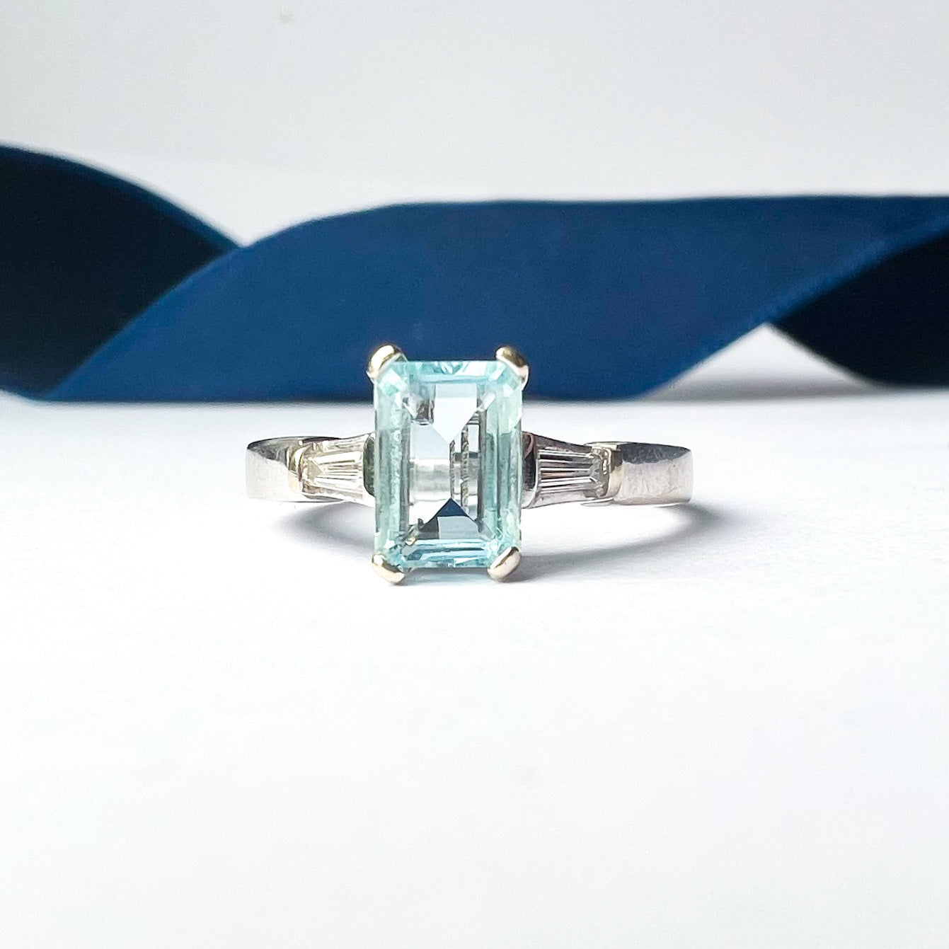 Aquamarine and Diamond 18ct White Gold Ring