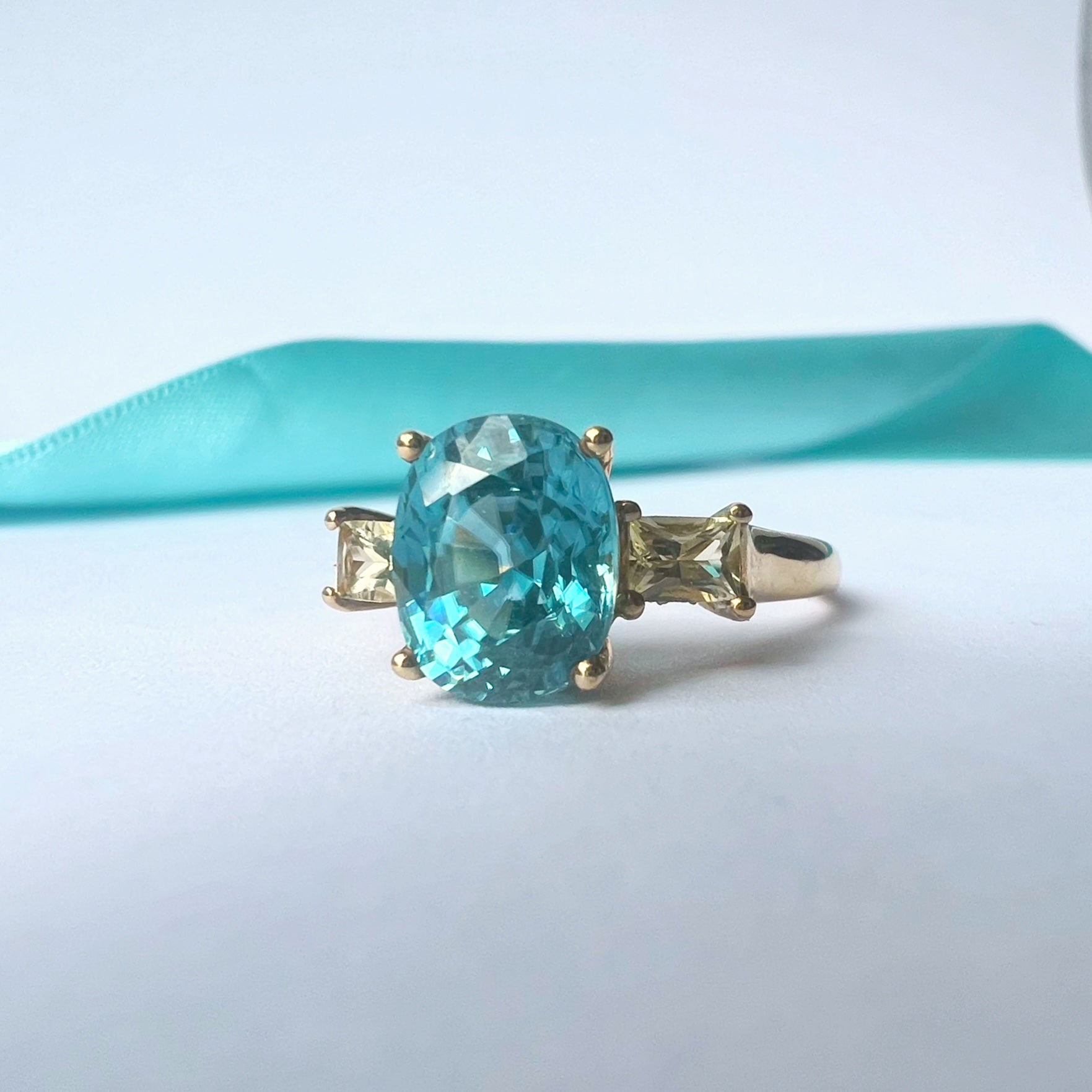 Blue and Green Topaz Ring